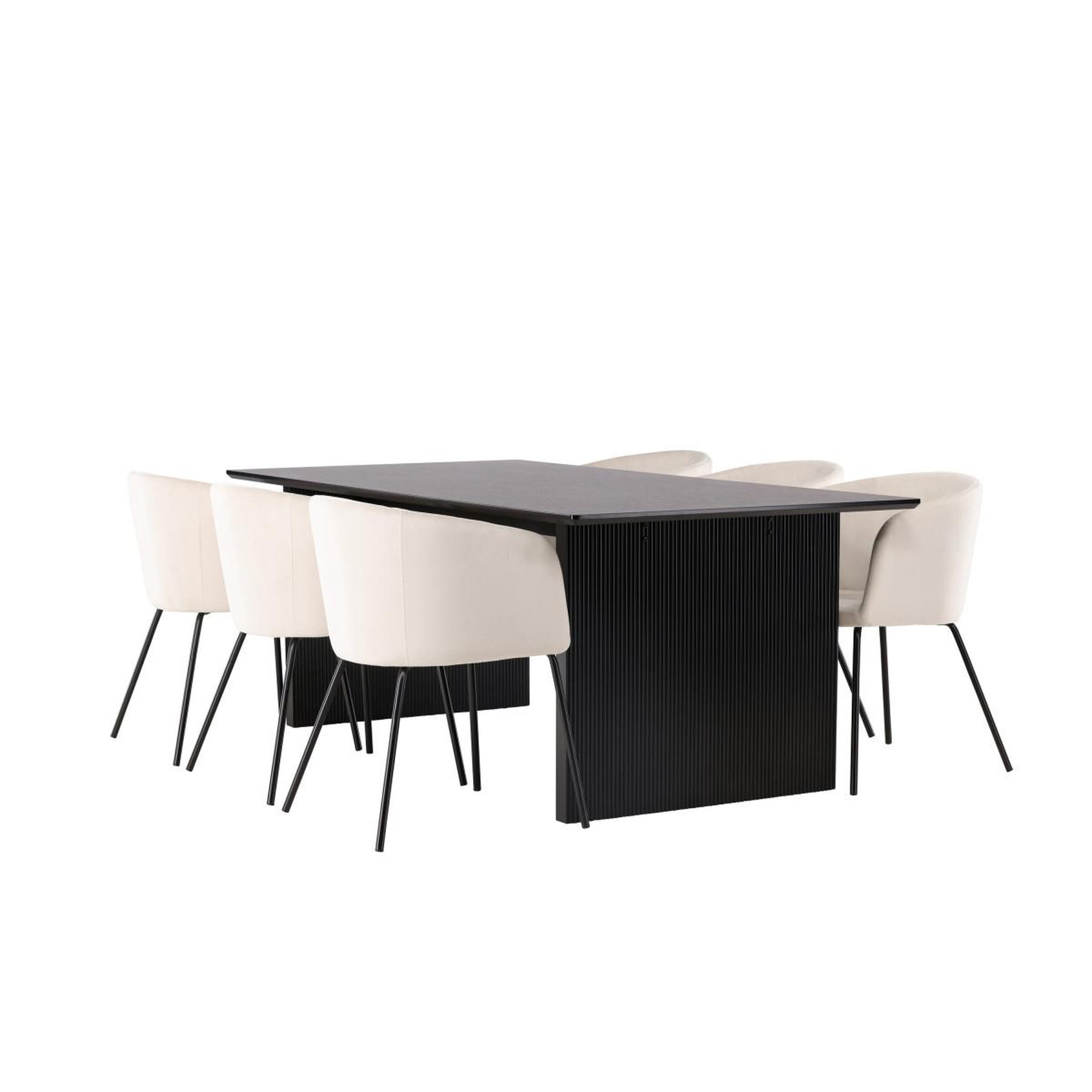 Voir la diapositive 5 : Paris Prix Ensemble table à manger & 6 chaises  vail & berit  200cm beige & noir