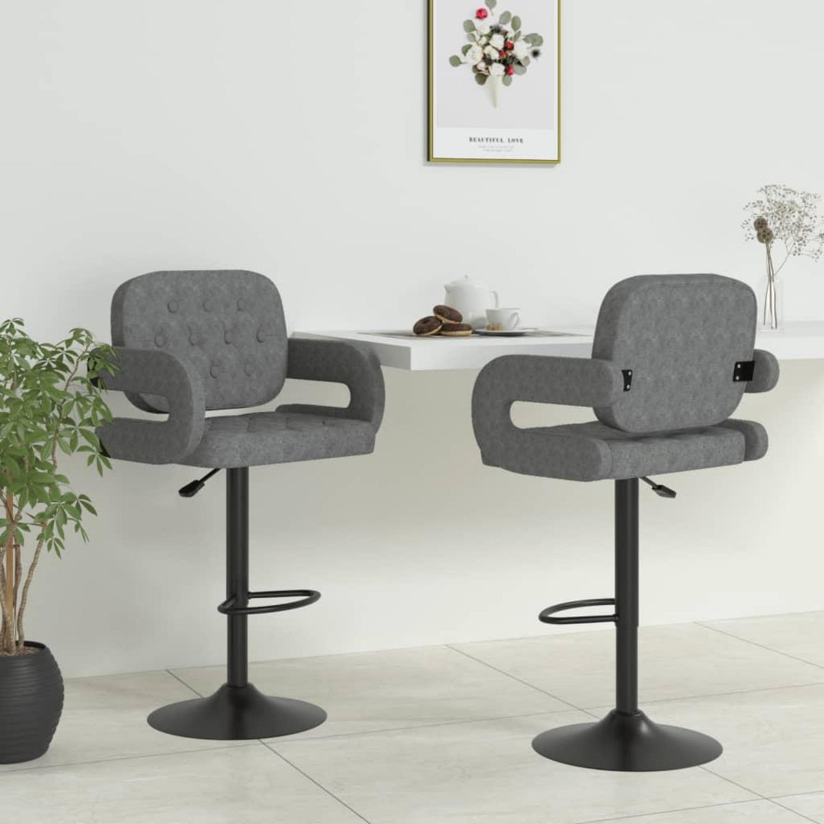 VIDAXL Tabourets de bar lot de 2 gris clair tissu
