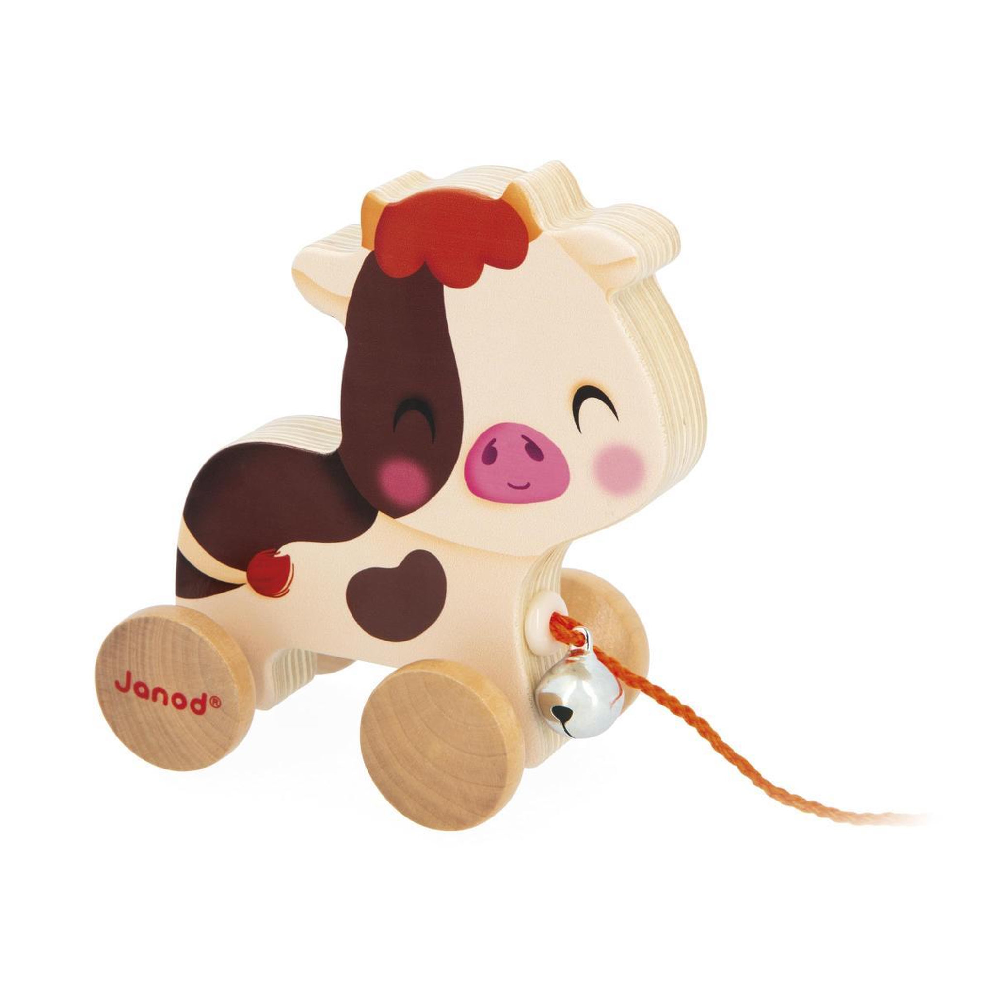Juratoys-Janod Petite vache en bois a promener
