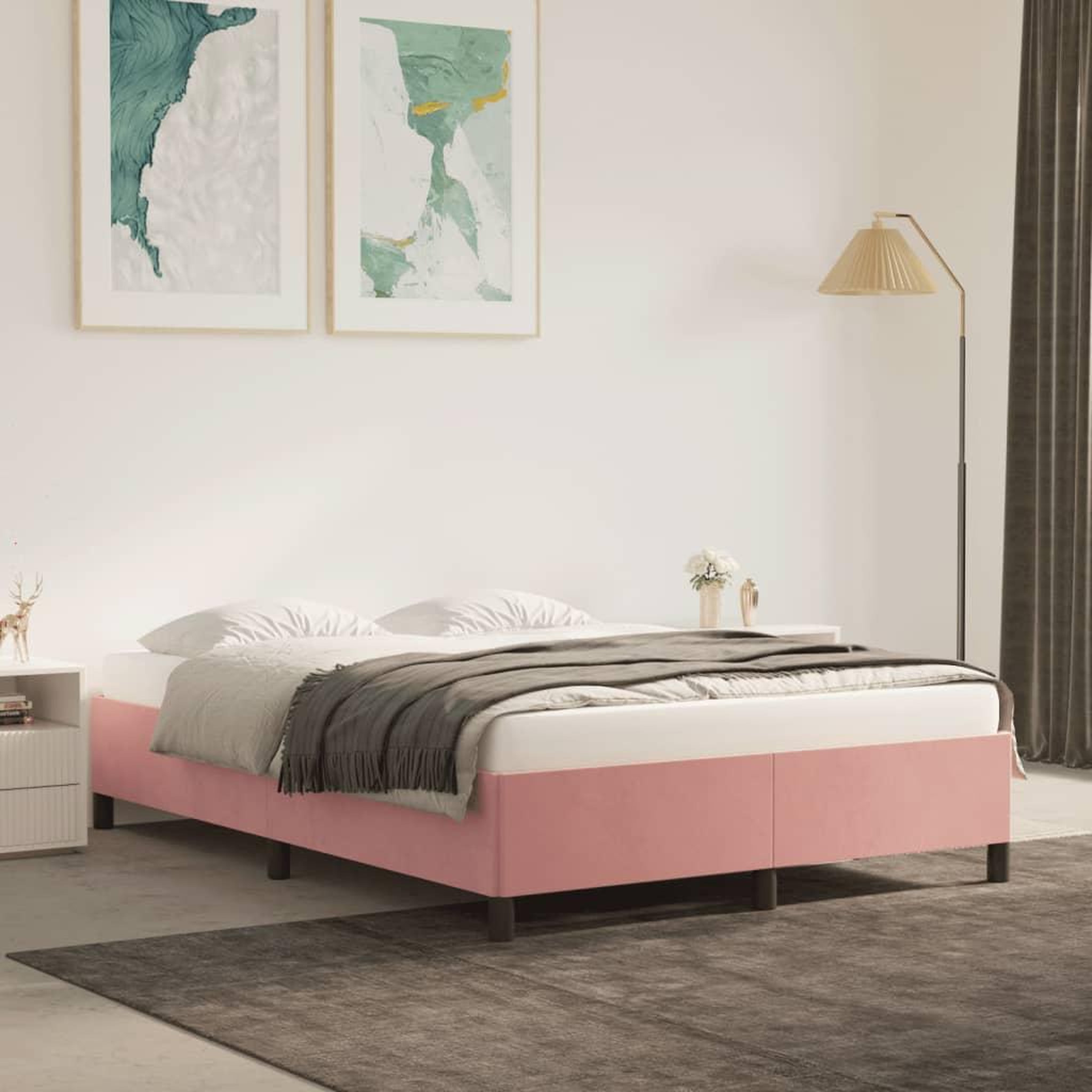 VIDAXL Cadre de lit sans matelas rose 140x200 cm velours