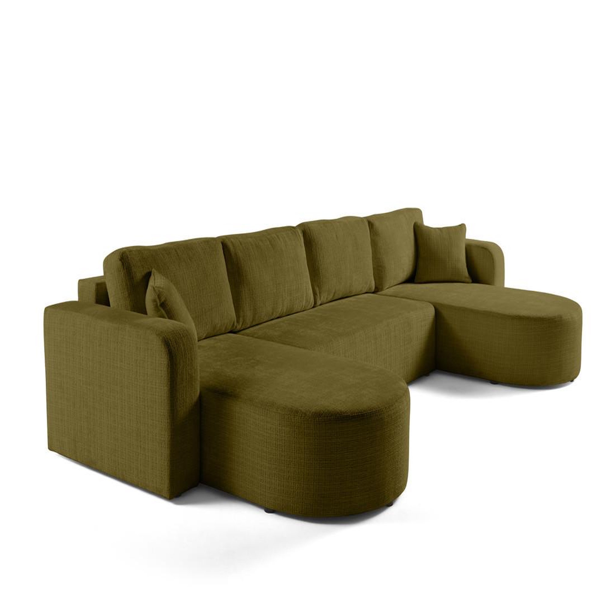 Voir la diapositive 2 : BEST MOBILIER Miro - canapé panoramique en u 7 places - convertible avec coffre - en velours texturé