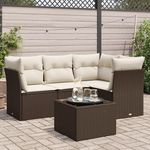 VIDAXL Salon de jardin avec coussins 5 pcs marron resine tressee