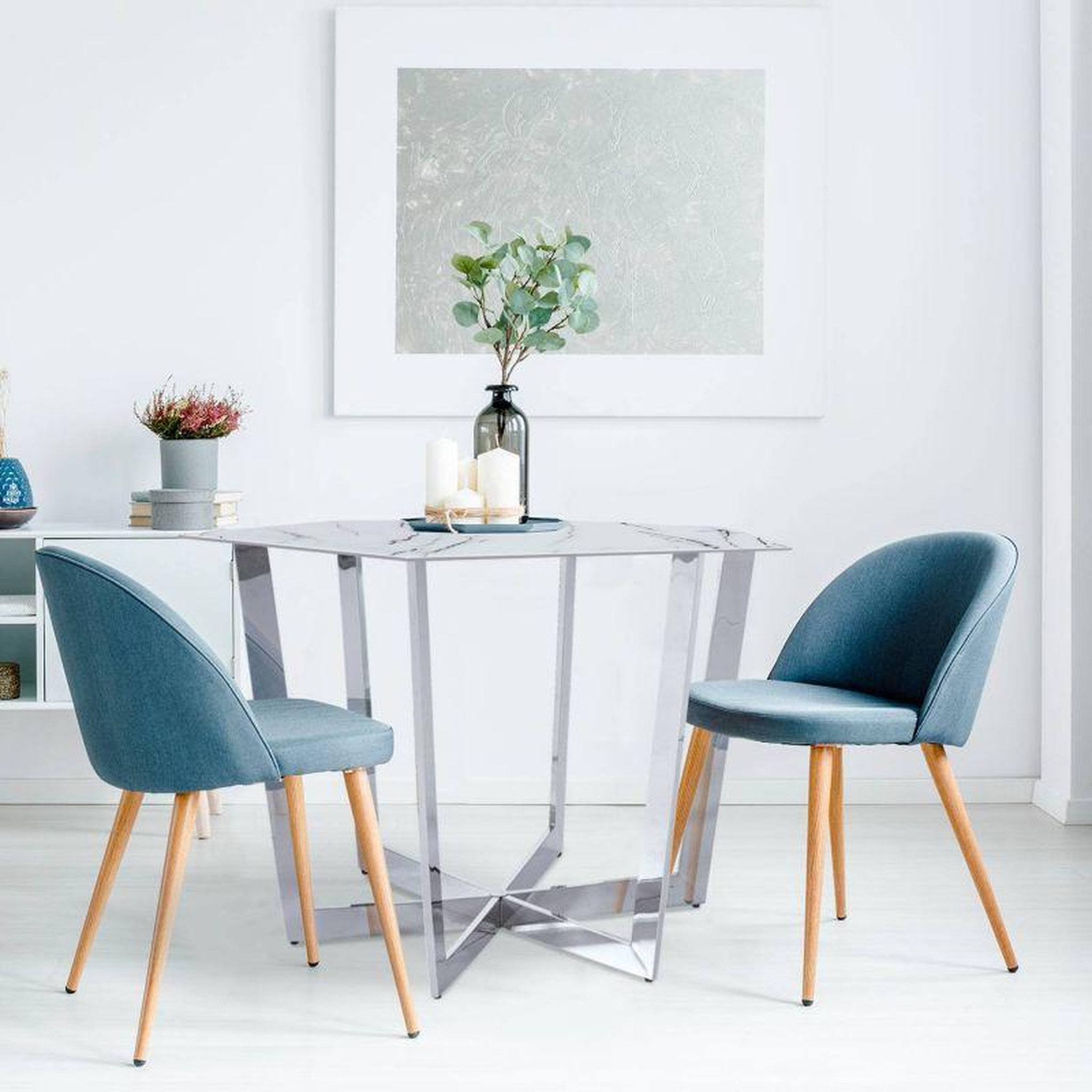 Voir la diapositive 3 : Paris Prix Table de Repas Design  Dizazi  120cm Blanc & Argent