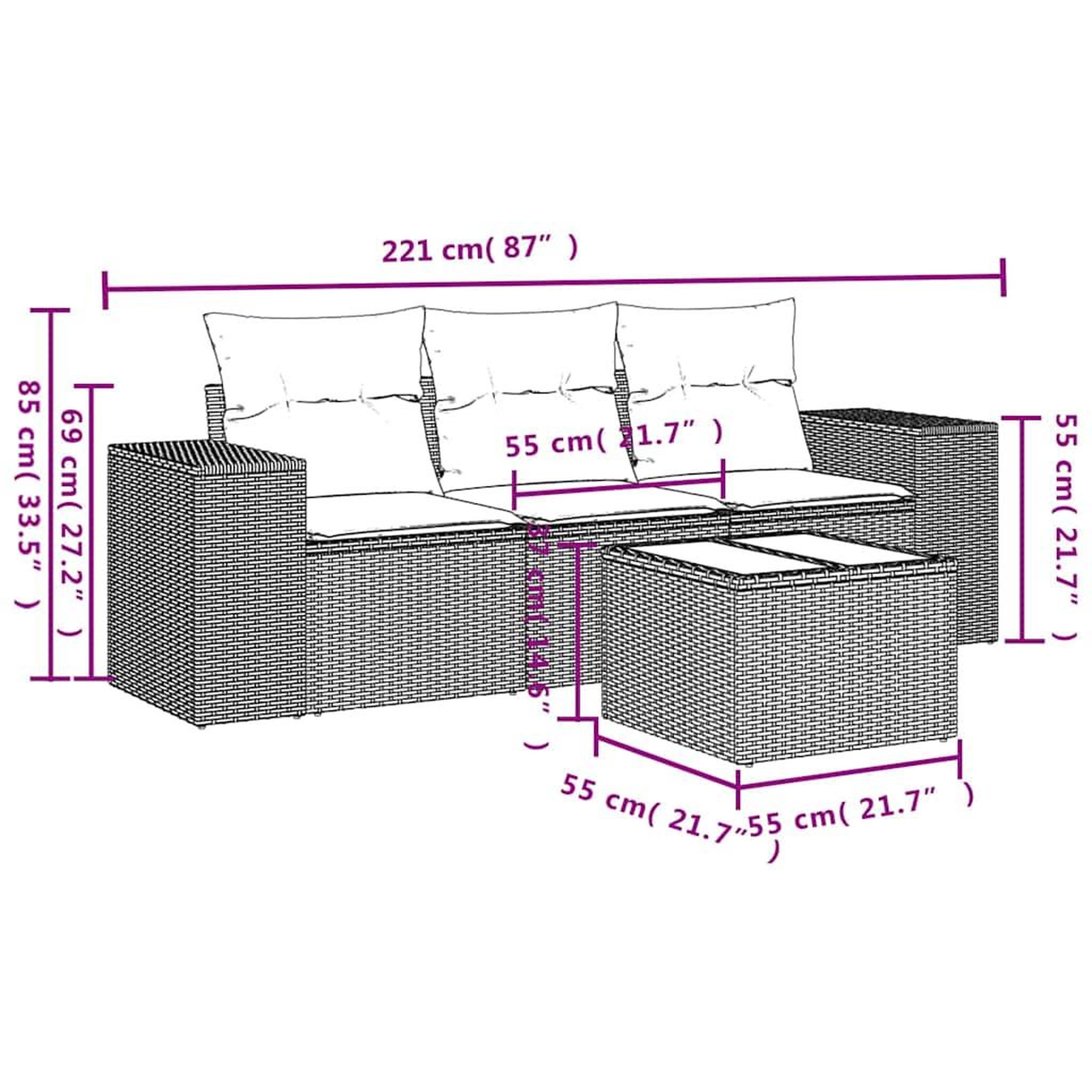 Voir la diapositive 6 : VIDAXL Salon de jardin 4 pcs avec coussins gris clair resine tressee