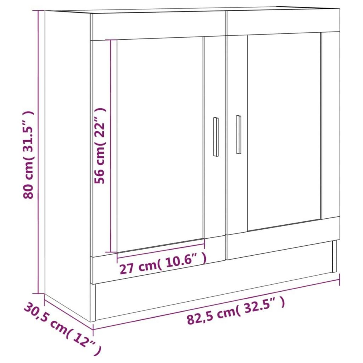 VIDAXL Armoire a vitrine Chene fume 82,5x30,5x80 cm Bois d'ingenierie