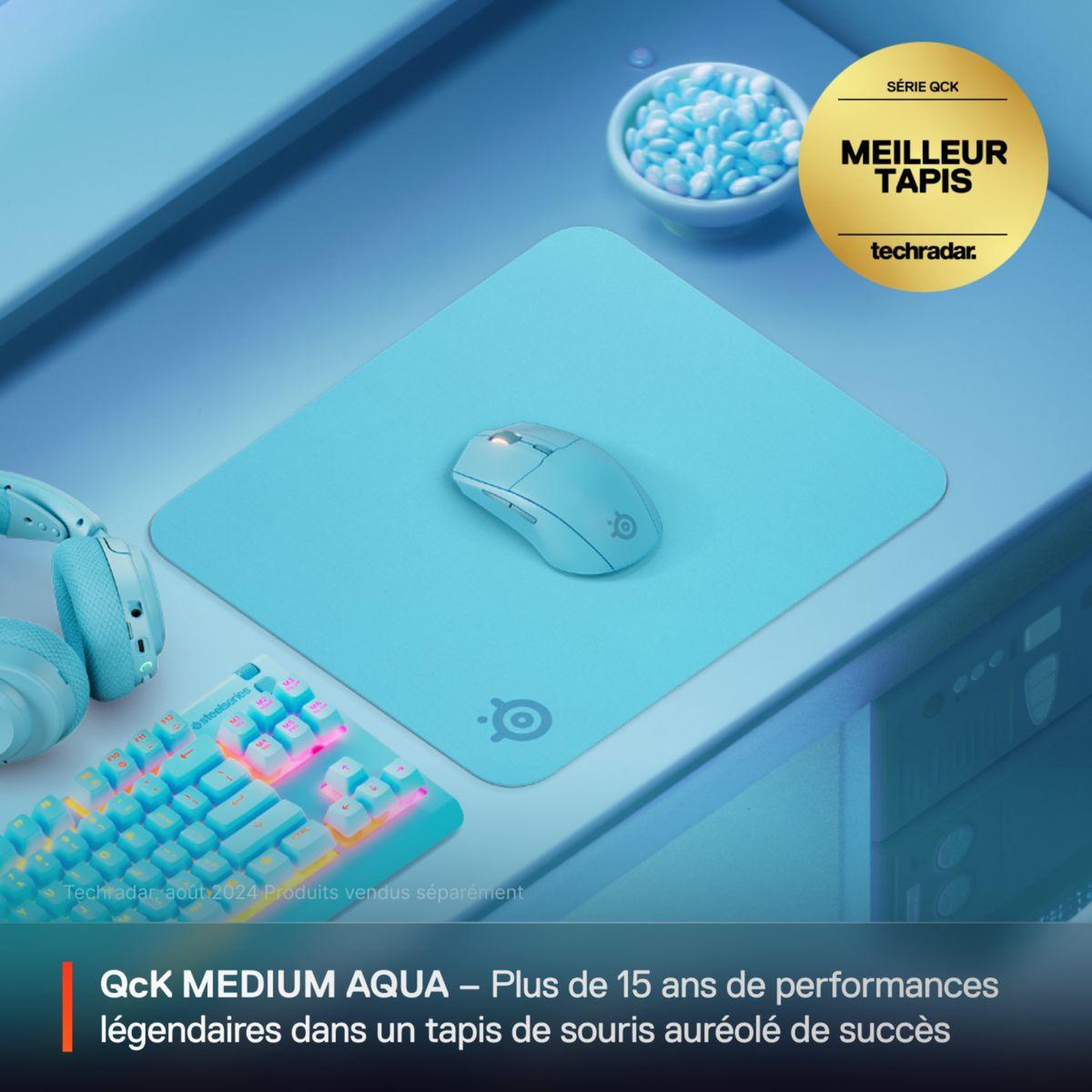 Voir la diapositive 2 : STEEL SERIES Tapis de souris qck m aqua