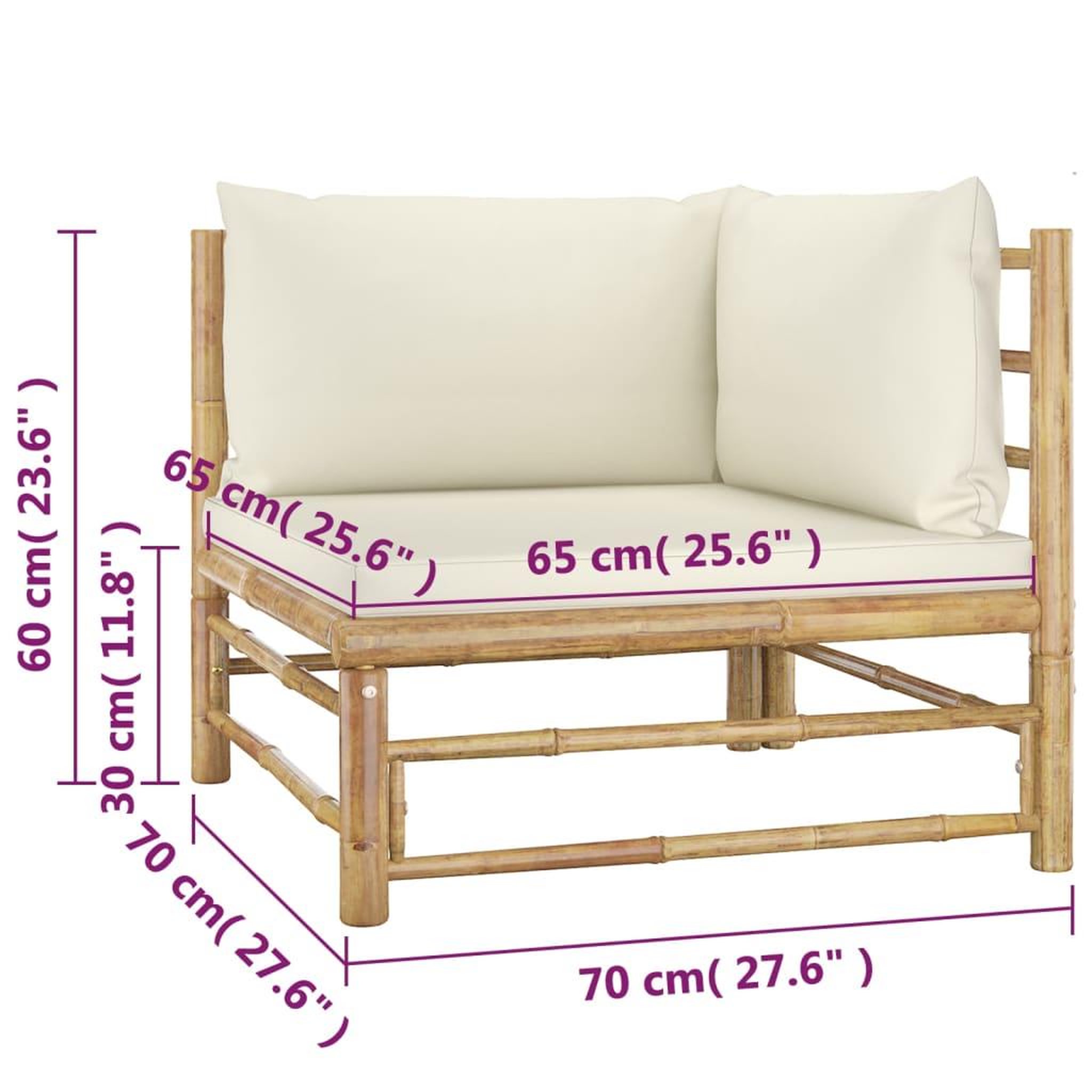 Voir la diapositive 6 : VIDAXL Salon de jardin 4 pcs avec coussins blanc creme bambou