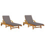 Voir la diapositive 2 : VIDAXL Chaises longues lot de 2 avec coussins 200x68x83 cm bois acacia