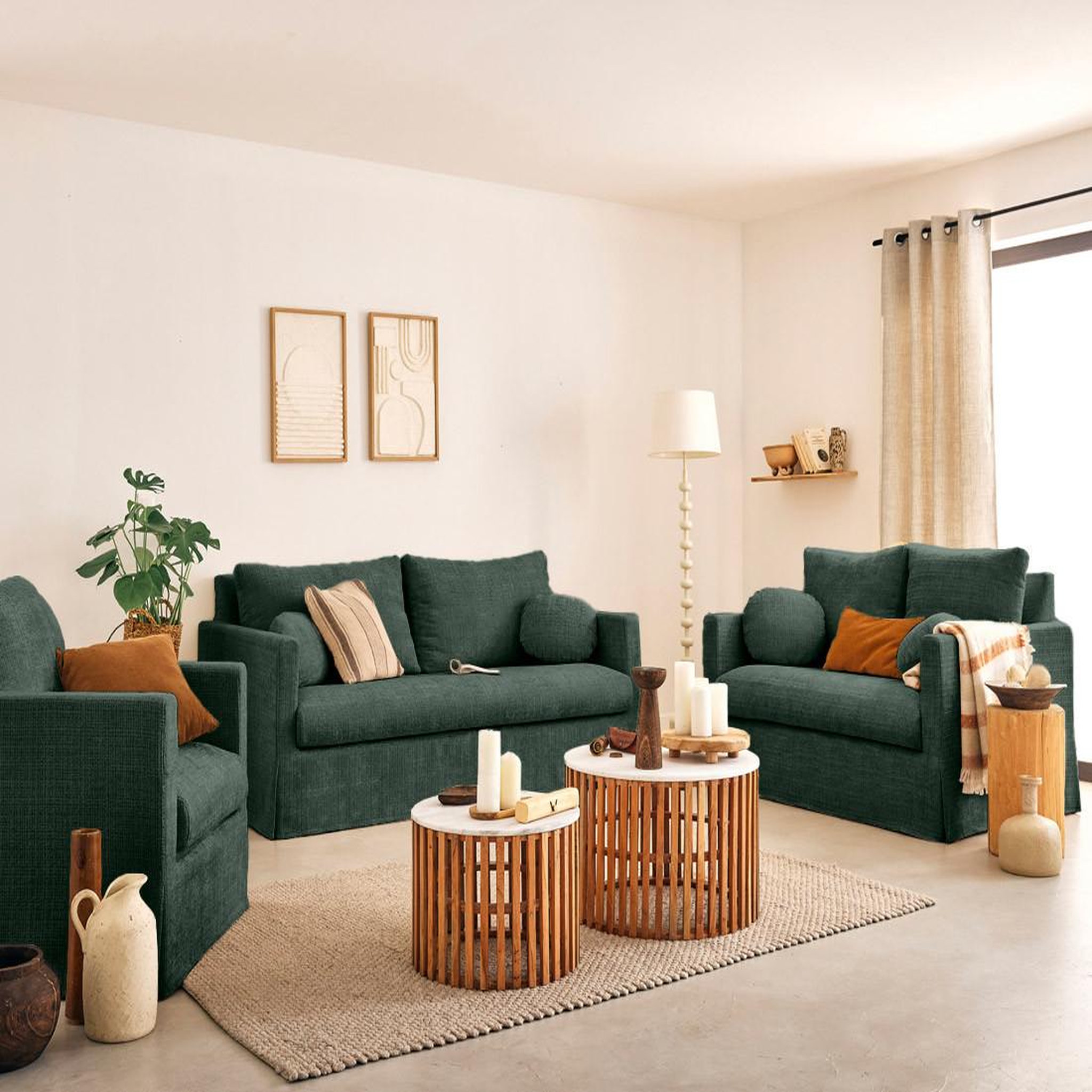 Voir la diapositive 4 : LISA DESIGN Serena - canapé droit déhoussable 3 places en velours texturé