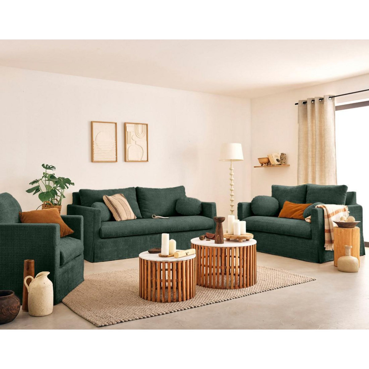 LISA DESIGN Serena - canapé droit déhoussable 3 places en velours texturé