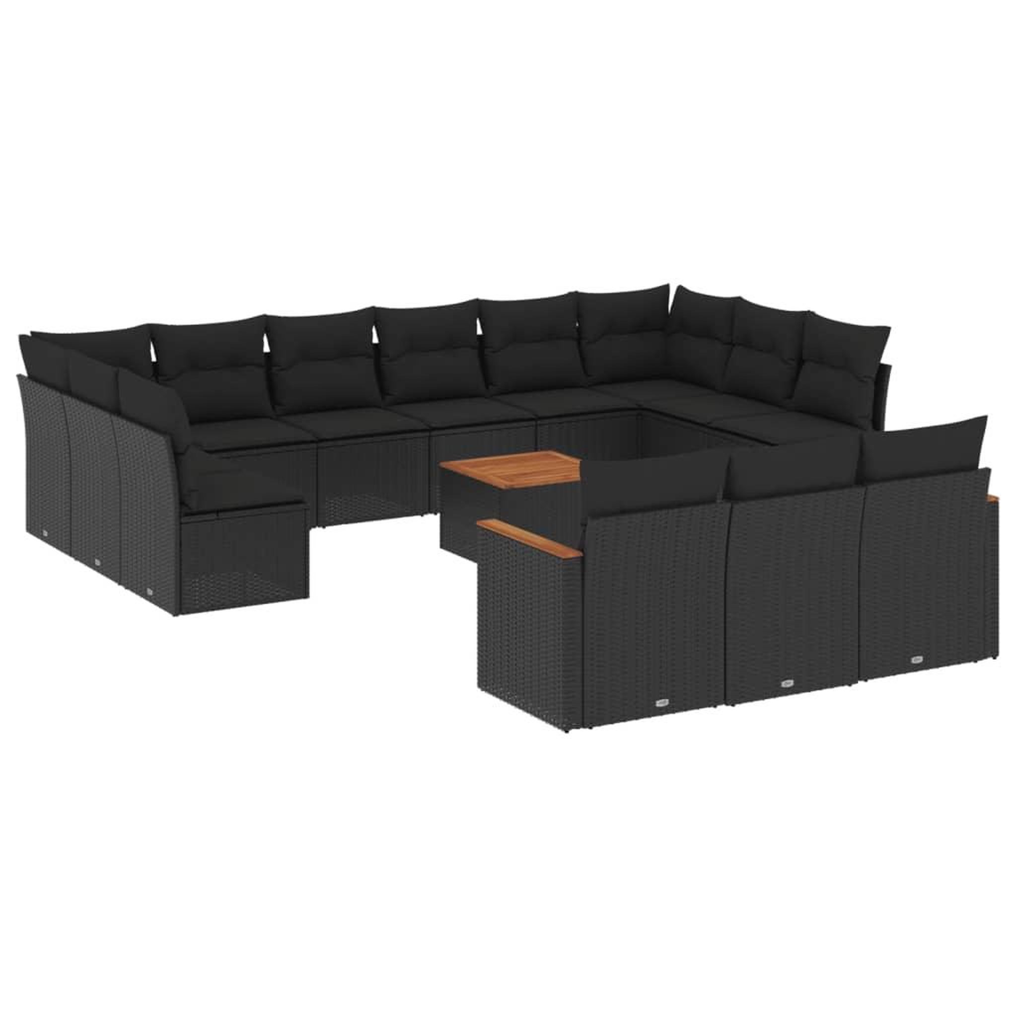Voir la diapositive 2 : VIDAXL Salon de jardin avec coussins 14 pcs noir resine tressee