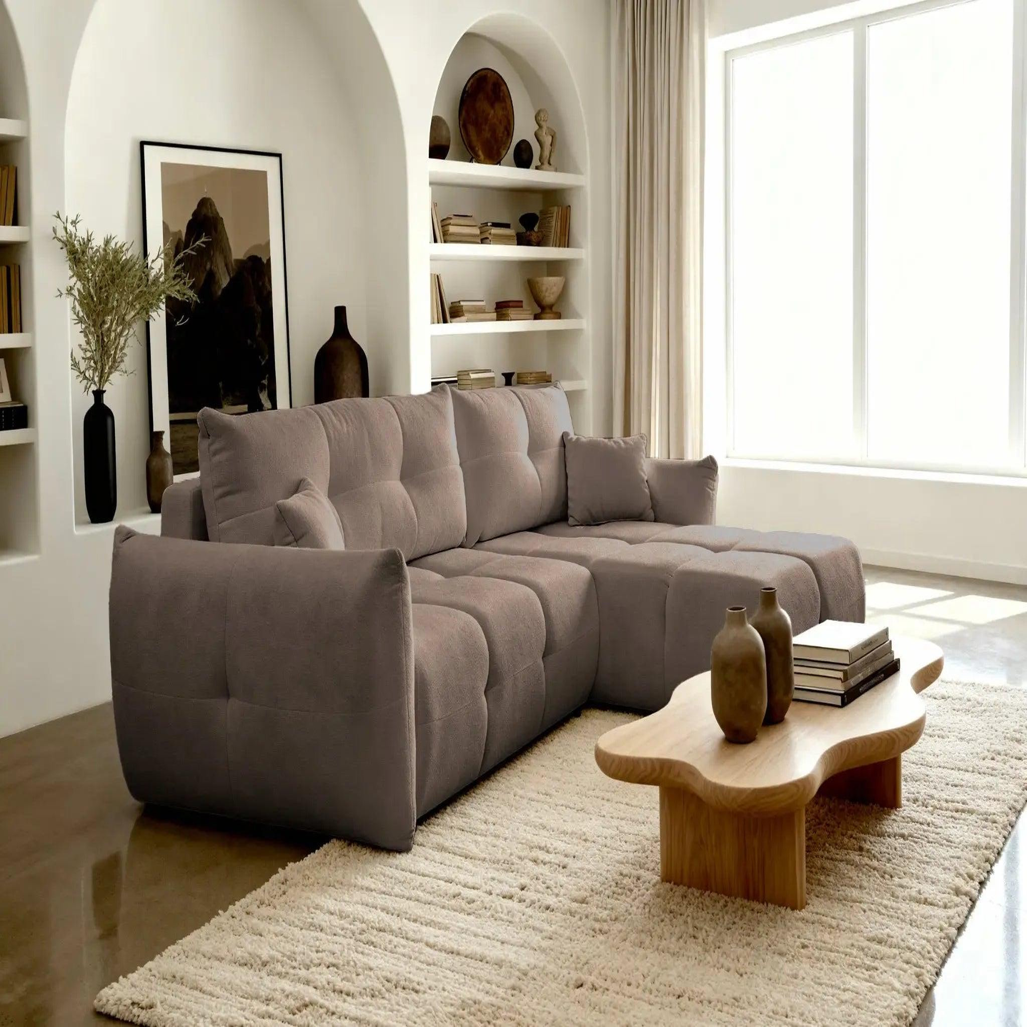 Voir la diapositive 6 : CASANOVA PARIS June - canapé d'angle convertible tissu bouclette