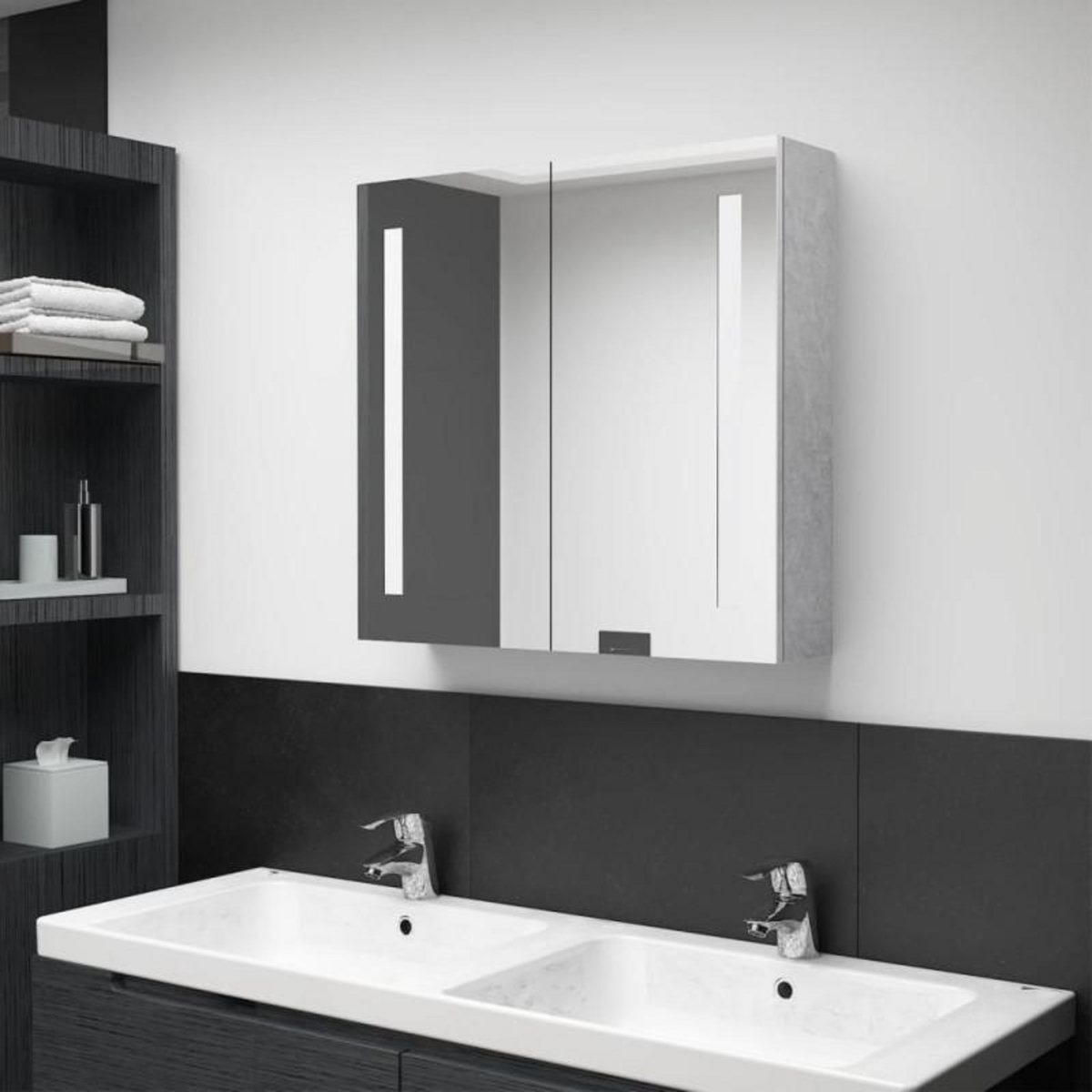 VIDAXL Armoire de salle de bain à miroir LED Gris béton 62x14x60 cm