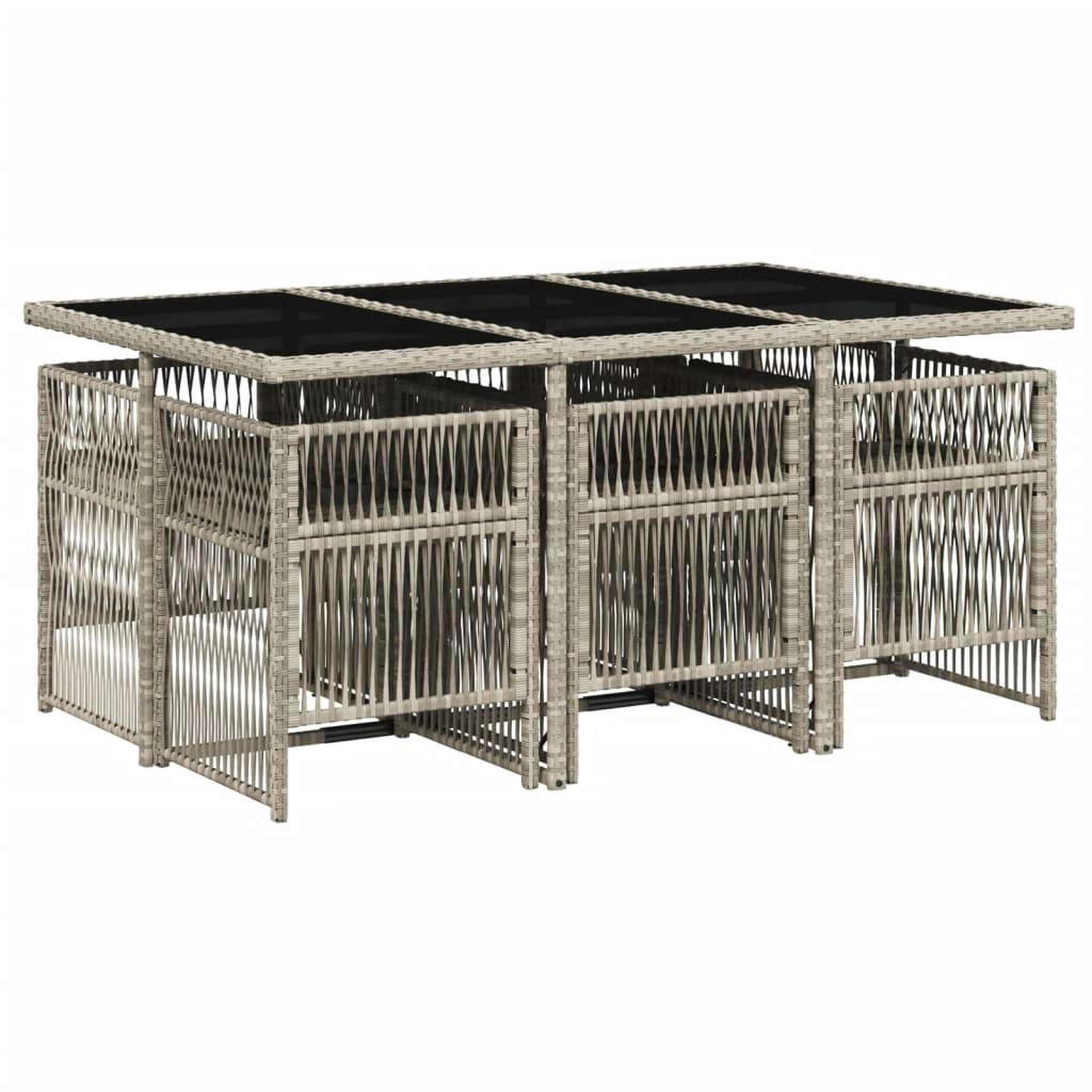 Voir la diapositive 3 : VIDAXL Ensemble a manger de jardin et coussins 7 pcs gris clair rotin