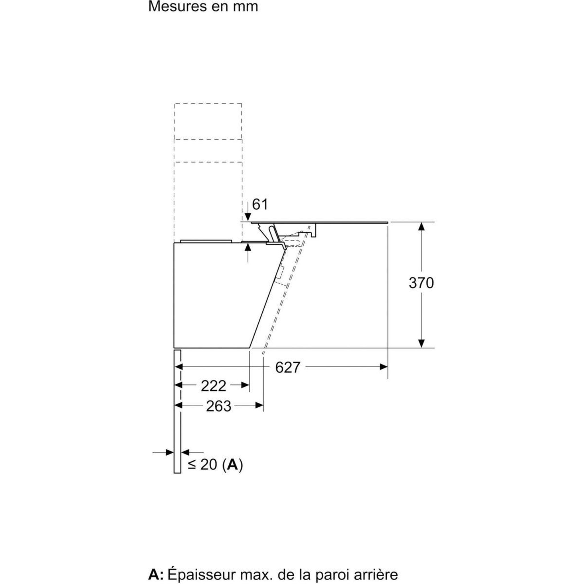 Voir la diapositive 4 : BOSCH Hotte décorative murale inclinée DKW65DF61