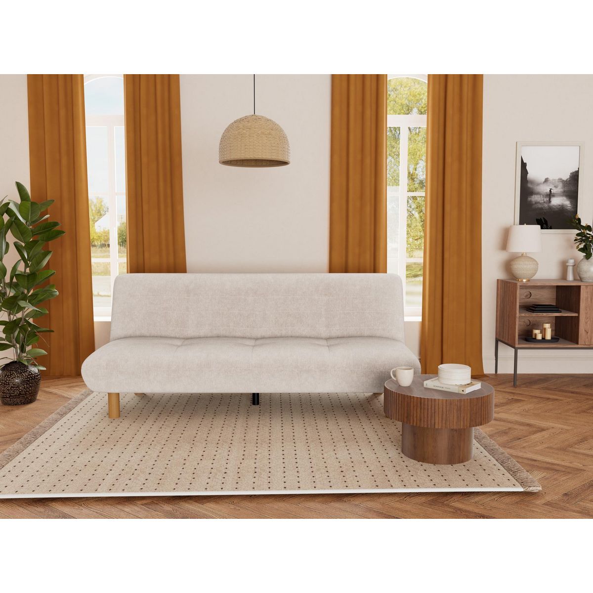 BEST MOBILIER Soan - banquette 2 places convertible clic-clac en velours texturé