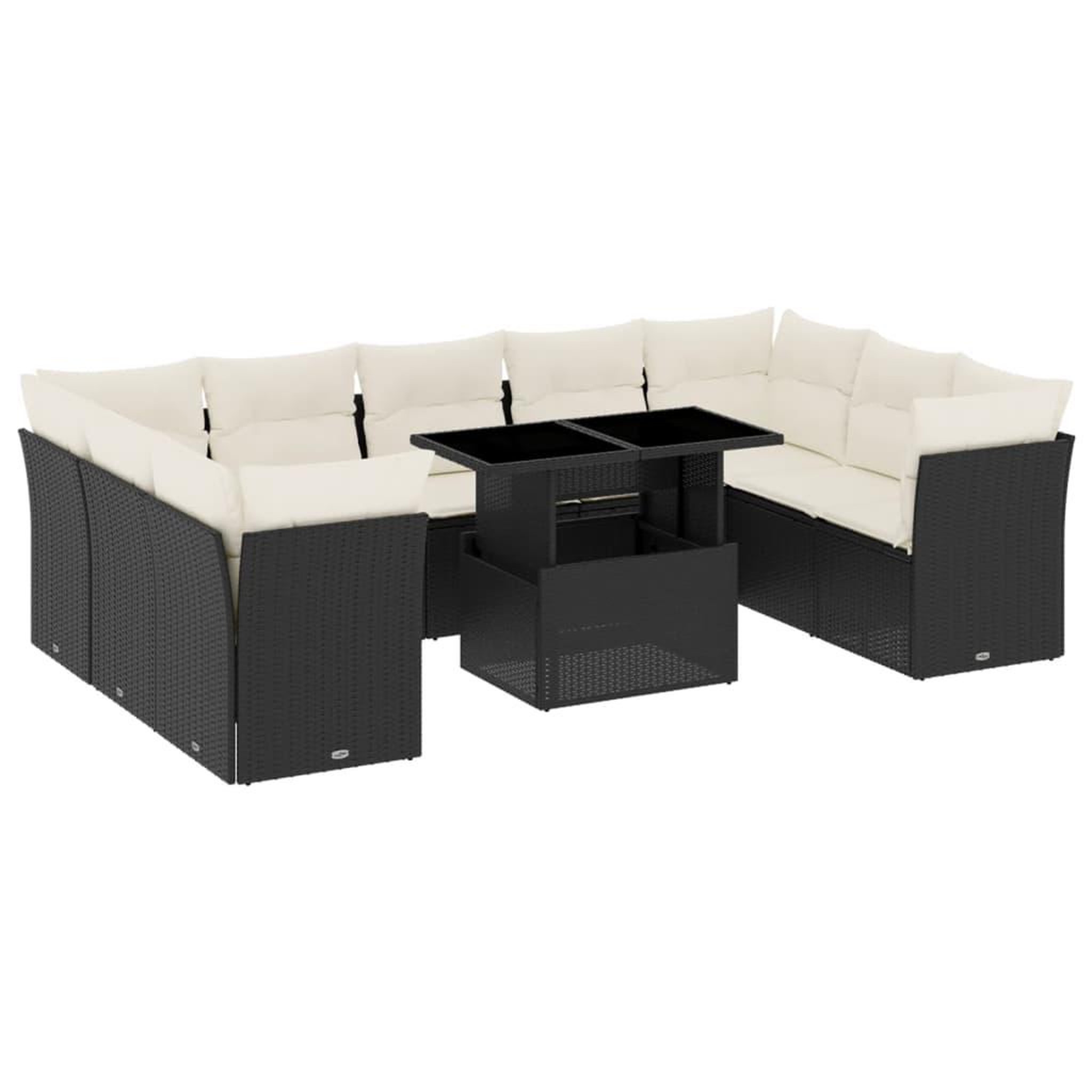 Voir la diapositive 2 : VIDAXL Salon de jardin 10 pcs avec coussins noir resine tressee