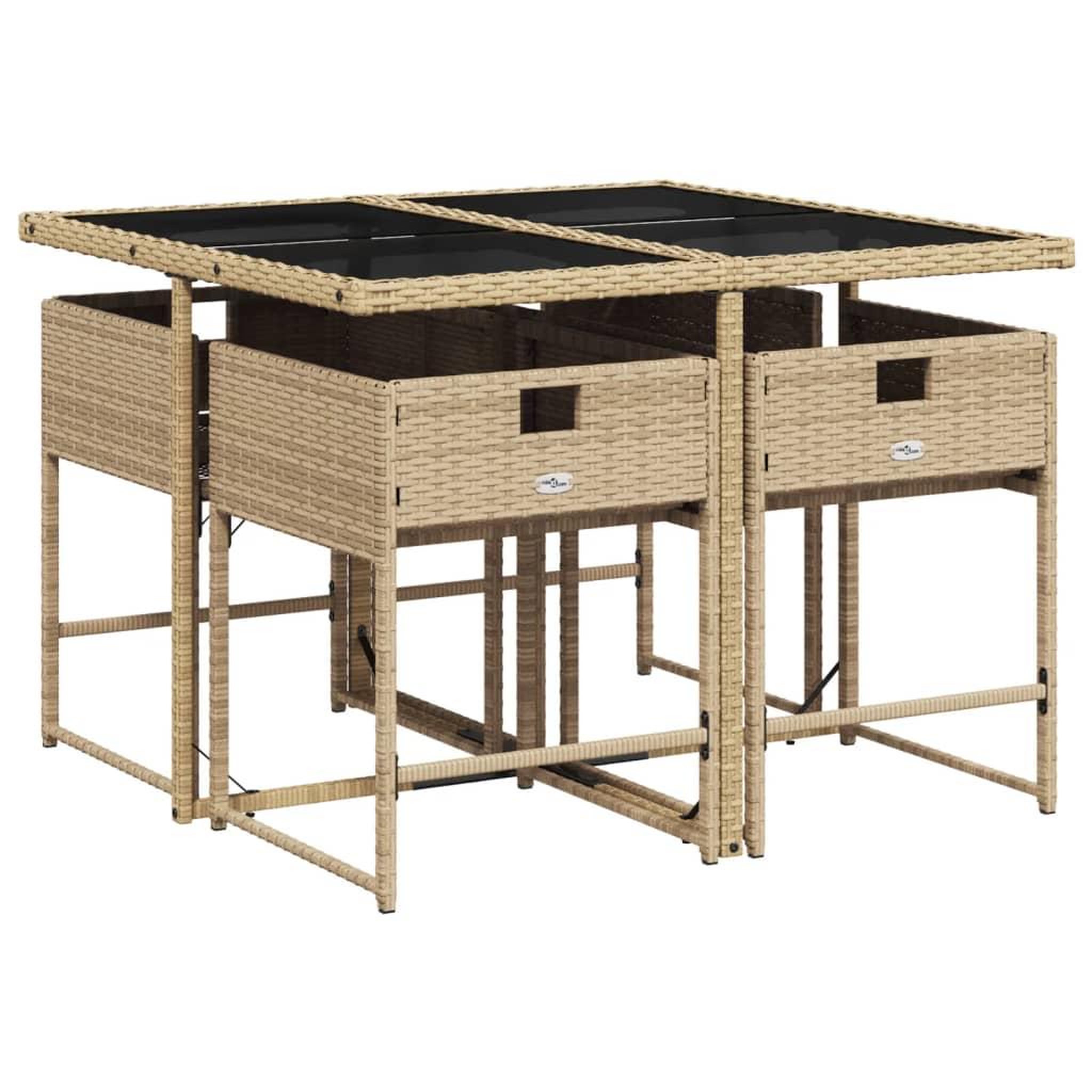 Voir la diapositive 3 : VIDAXL Ensemble a manger de jardin avec coussins 5pcs Beige poly rotin