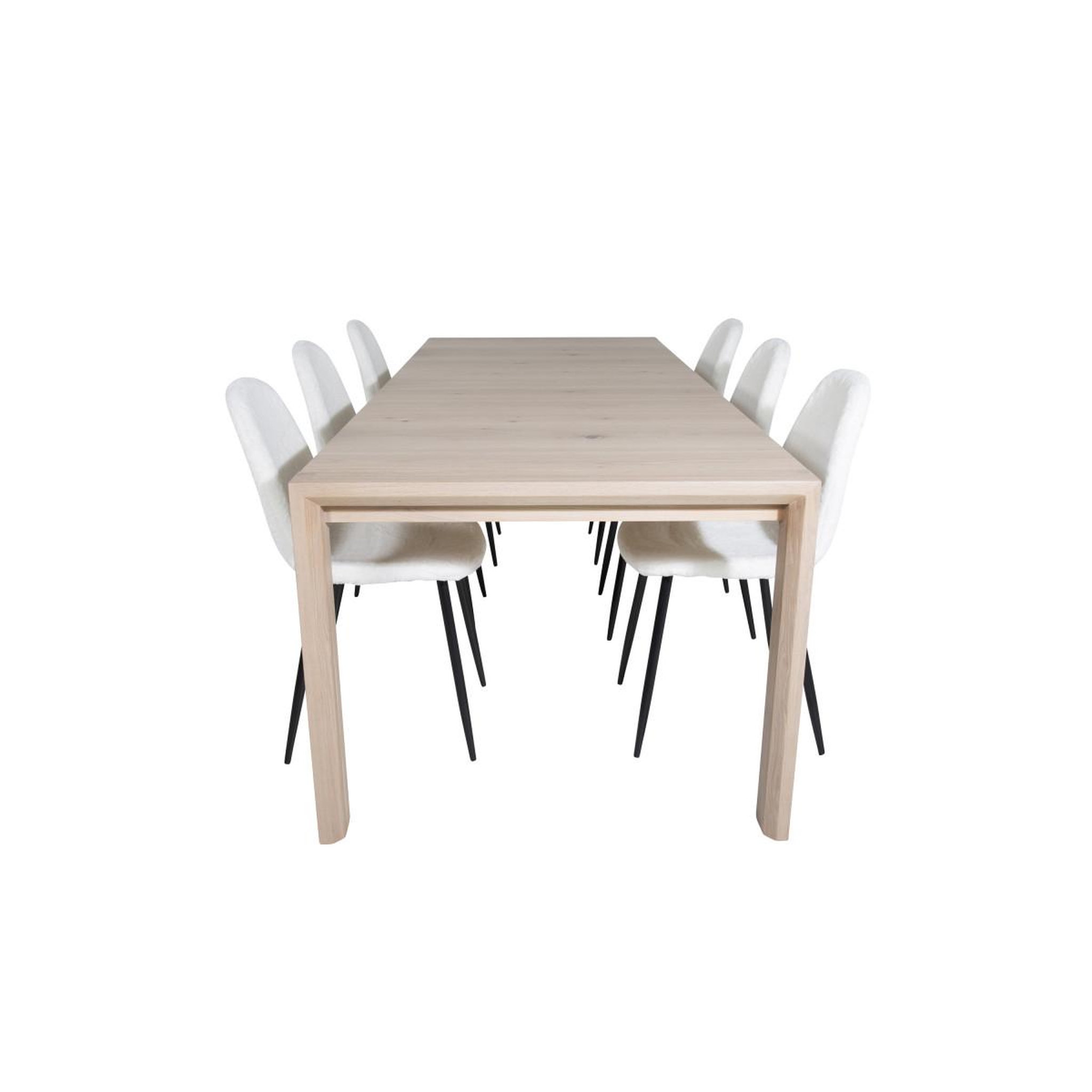 Voir la diapositive 2 : Paris Prix Ensemble table à manger extensible & 6 chaises  slider & polar  170-250cm blanc & beige
