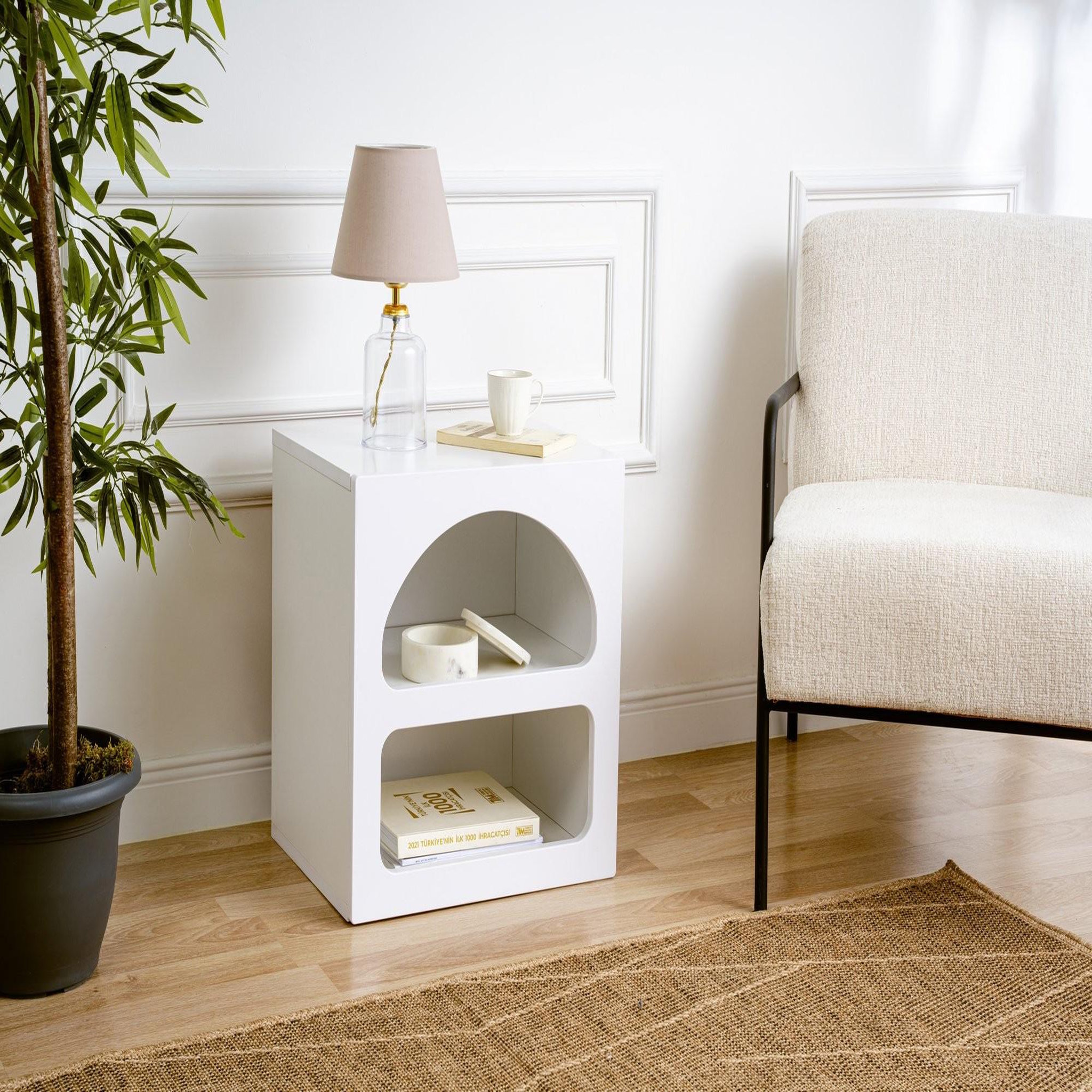 Voir la diapositive 2 : Habitat et Jardin Table de chevet en bois  lorin  50 x 40 x 50 cm - blanc