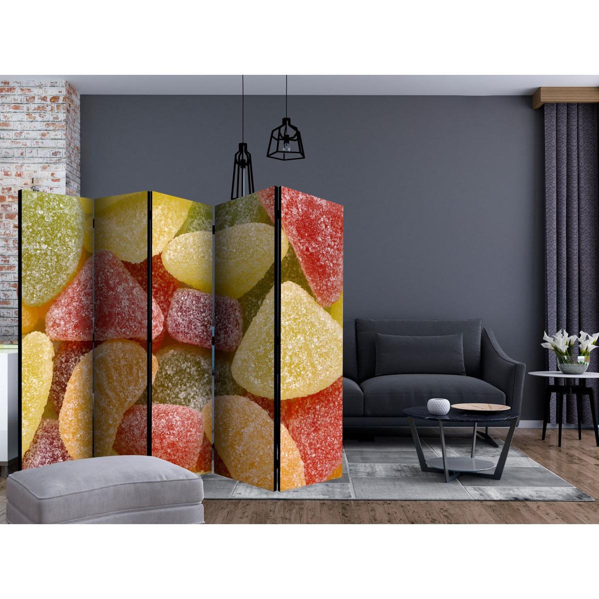 Voir la diapositive 2 : Paris Prix Paravent 5 volets  tasty fruit jellies  172x225cm