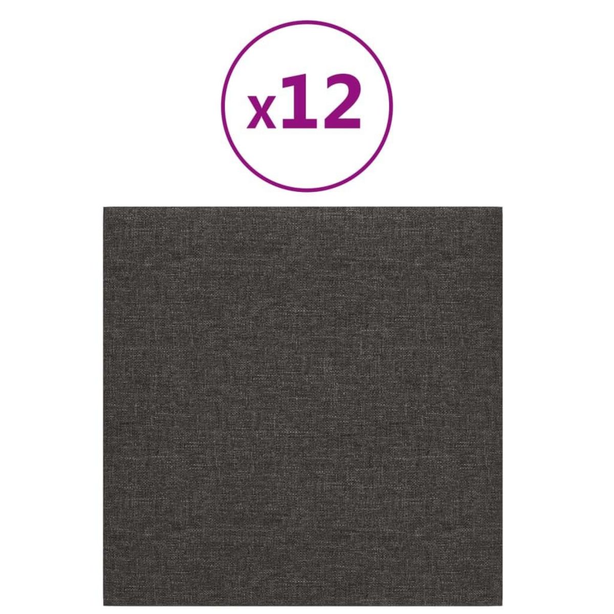 VIDAXL Panneaux muraux 12 pcs Gris fonce 30x30 cm Tissu 1,08 m²