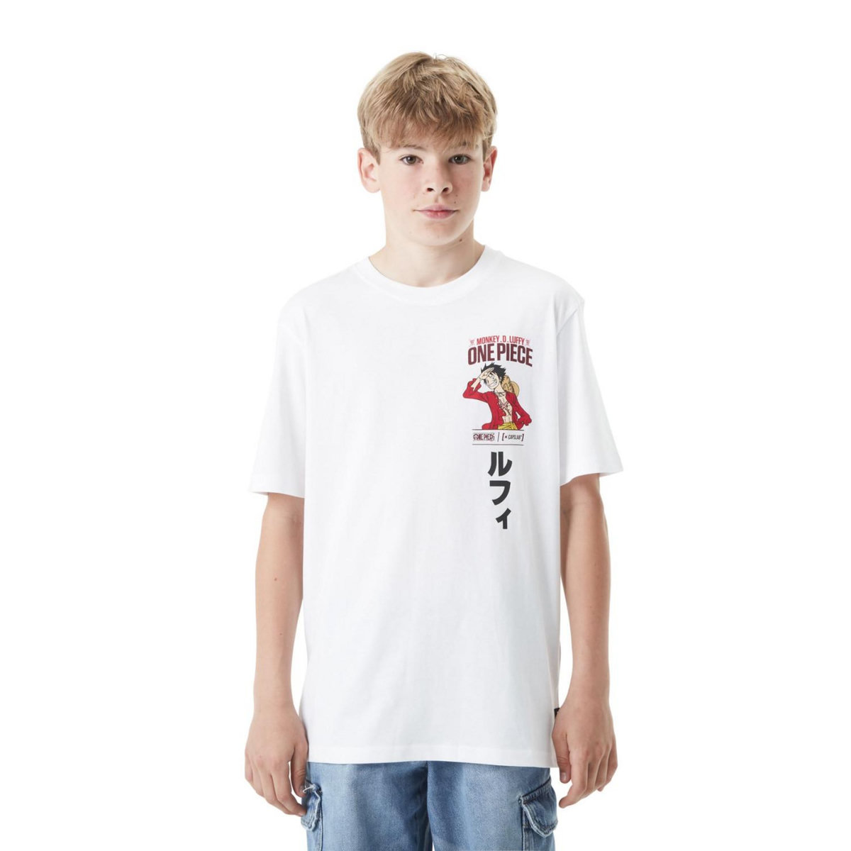 CAPSLAB T-shirt en coton garçon relax fit avec print  One Piece Luffy Jr