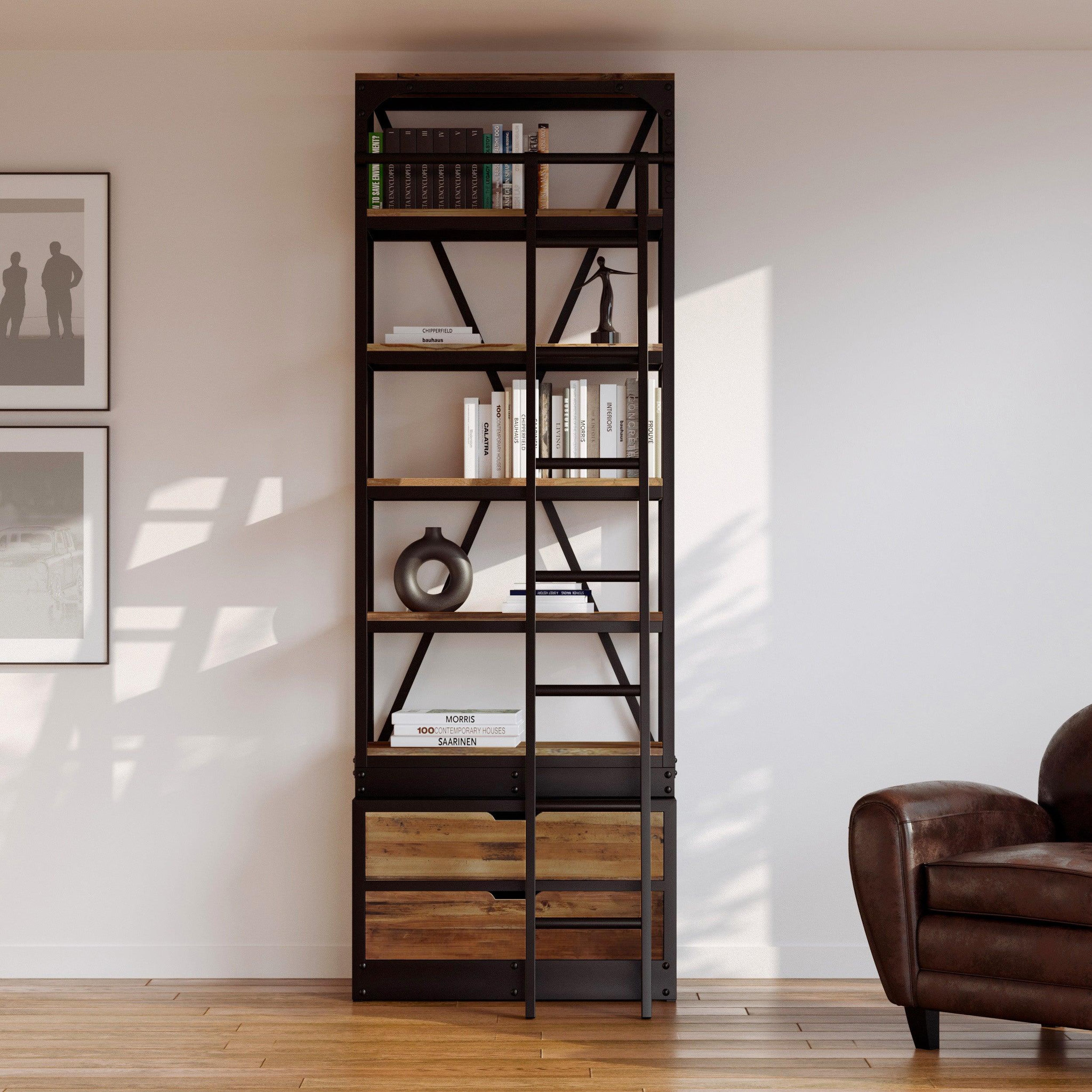 Voir la diapositive 5 : MAISON PAVANE Ensemble de 2 bibliothèques en bois et métal-kasi