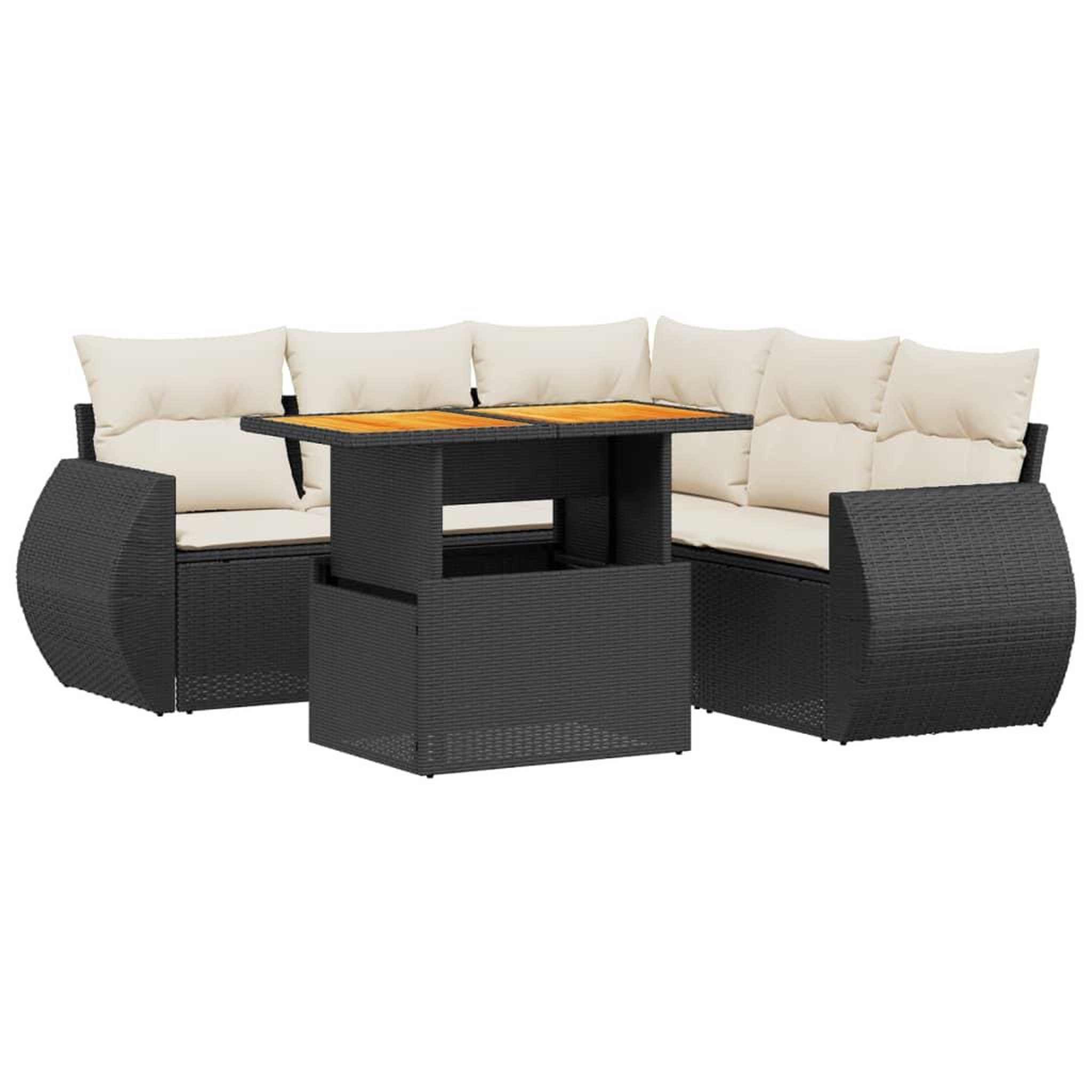 Voir la diapositive 2 : VIDAXL Salon de jardin 6 pcs avec coussins noir resine tressee