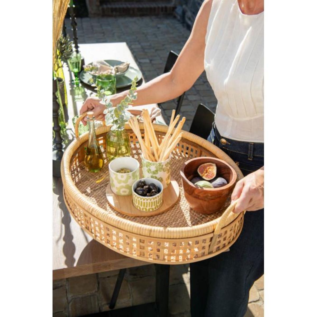 Paris Prix Plateau de Service en Rotin  Pick  65cm Naturel