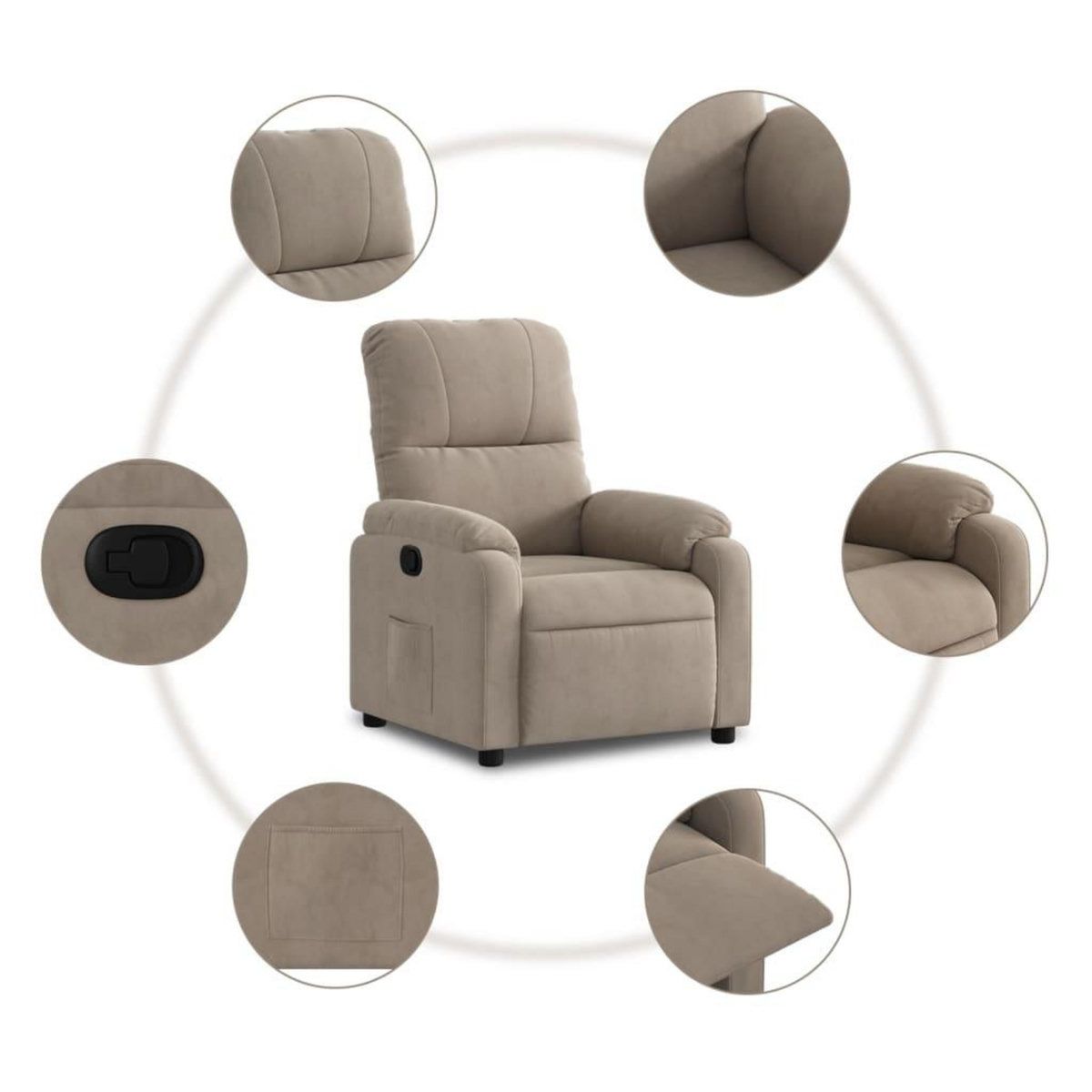 VIDAXL Fauteuil inclinable taupe tissu microfibre