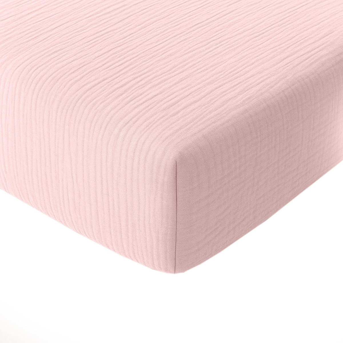 BATON ROUGE Drap housse 100%gaze de coton lavé ecru naturel