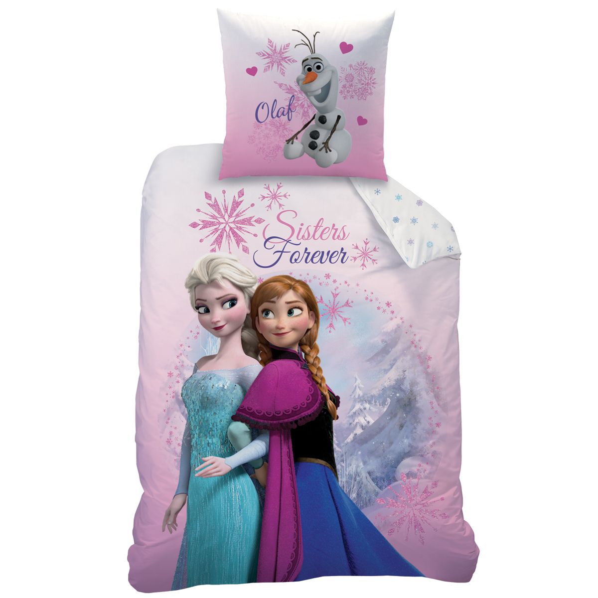 Reine des neiges Parure housse de couette + 1 taie d'oreiller enfant en coton + PLAID OFFERT taille 140x200 cm lit 1 personne licence Reine des Neiges Anna et Elsa FROZEN MOUNTAIN