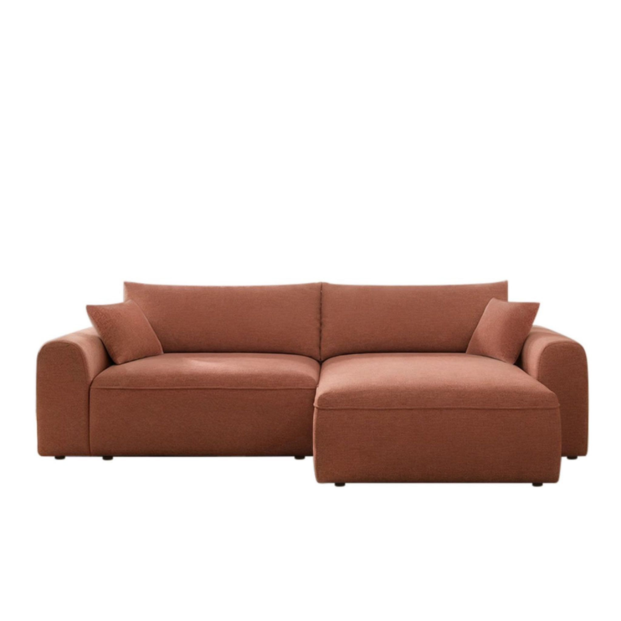 CONCEPT USINE Canapé d'angle convertible 4 places en tissu bouclé avec coffre de rangement belair