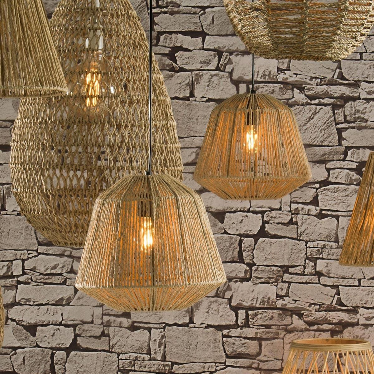 ATMOSPHERA Suspension luminaire effet corde Ethnik