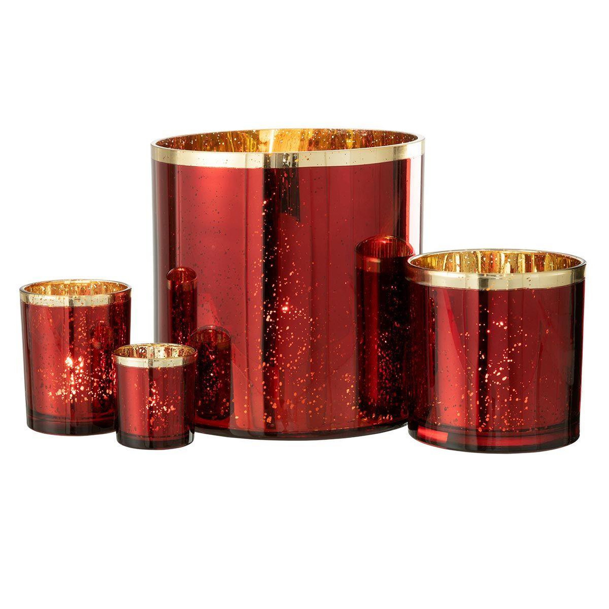 Voir la diapositive 5 : J-LINE Photophore Design en Verre  Robby  15cm Rouge