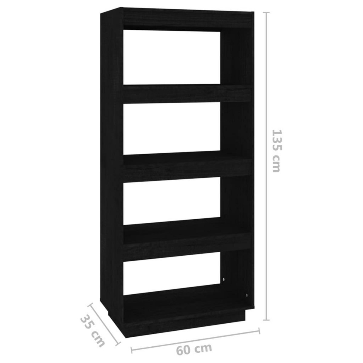 VIDAXL Bibliotheque/Separateur de piece Noir 60x35x135 cm Pin massif
