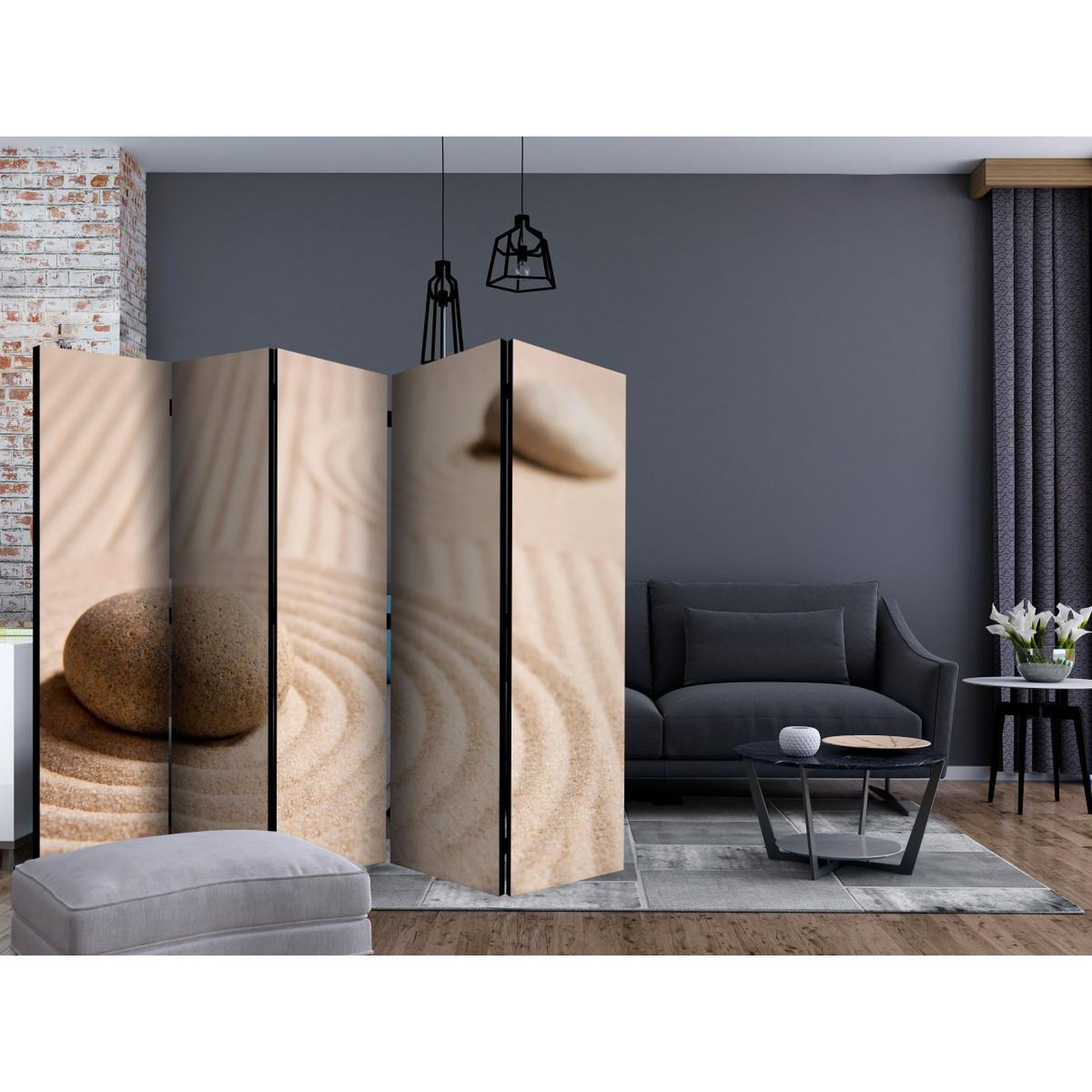 Voir la diapositive 2 : Paris Prix Paravent 5 volets  sand & zen  172x225cm
