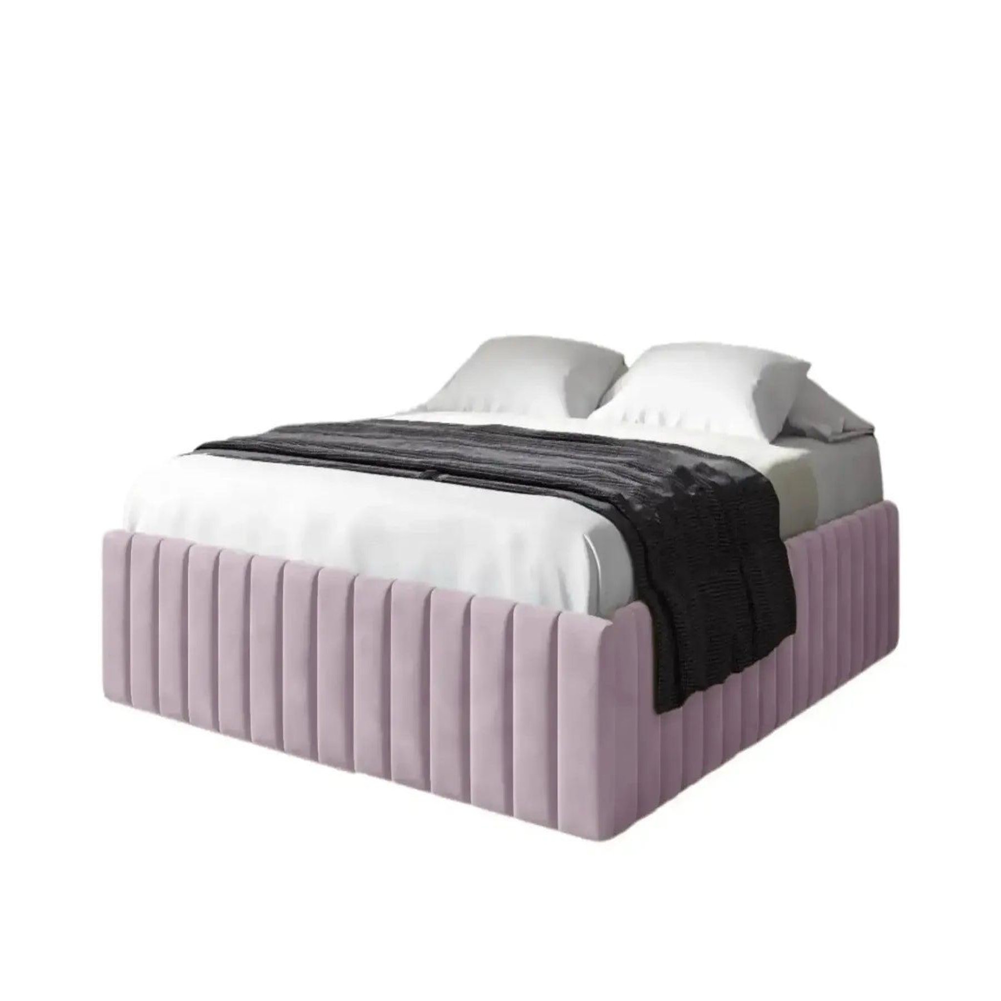 Voir la diapositive 1 : CASANOVA PARIS Elena - lit coffre tissu velours 140x200cm beige
