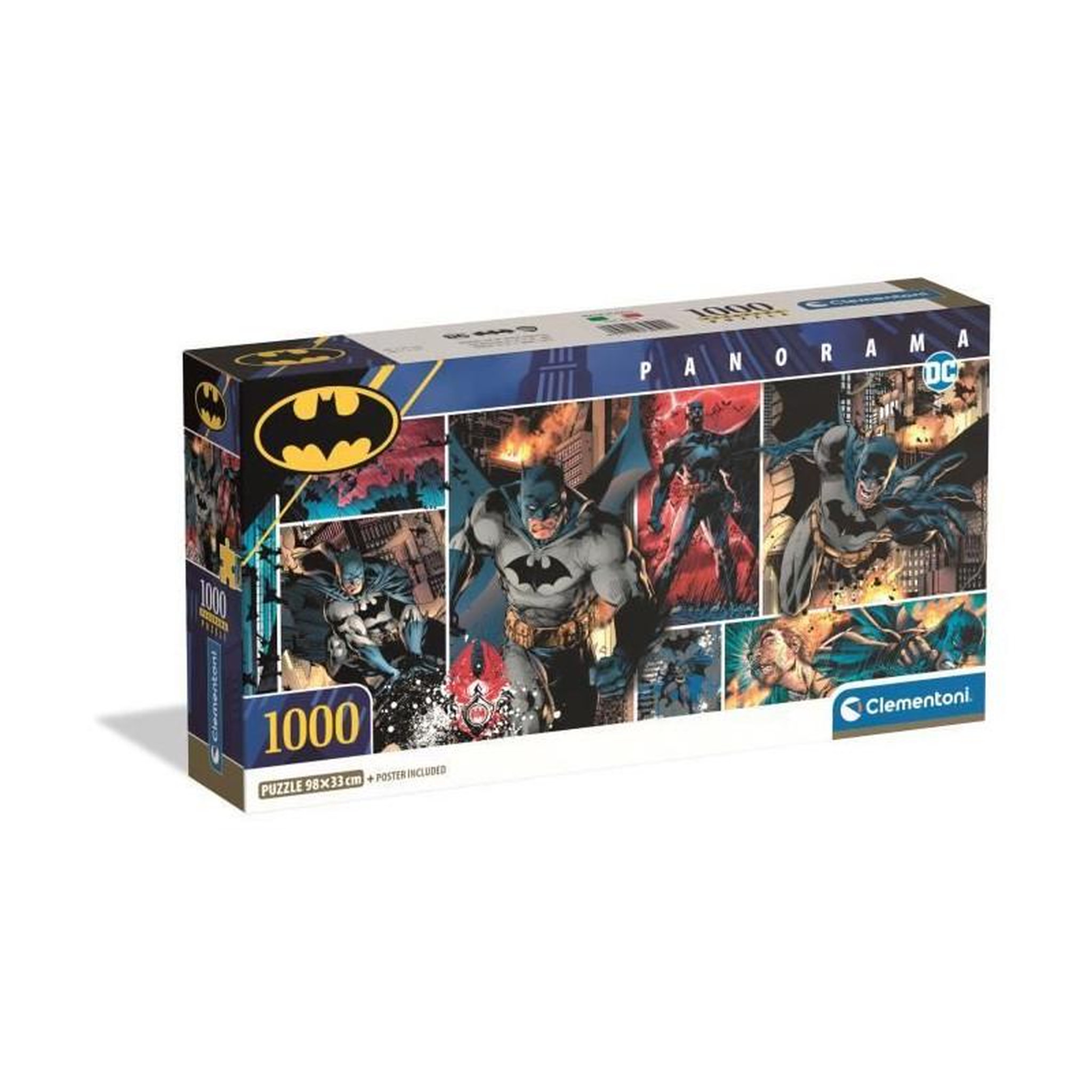 CLEMENTONI Puzzle 1000 pièces Panorama Batman – Puzzle adulte – Format compact – Clementoni