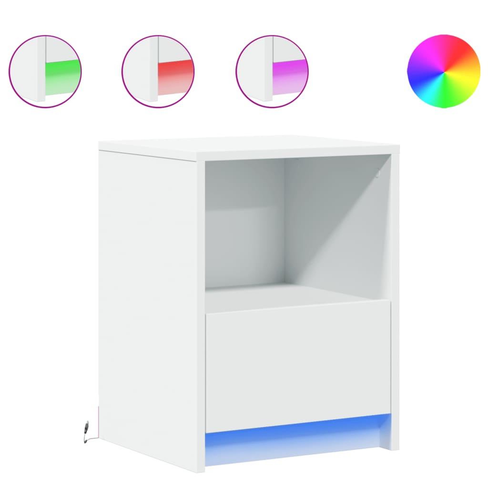 Voir la diapositive 2 : VIDAXL Armoires de chevet et lumieres LED 2pcs blanc bois d'ingenierie