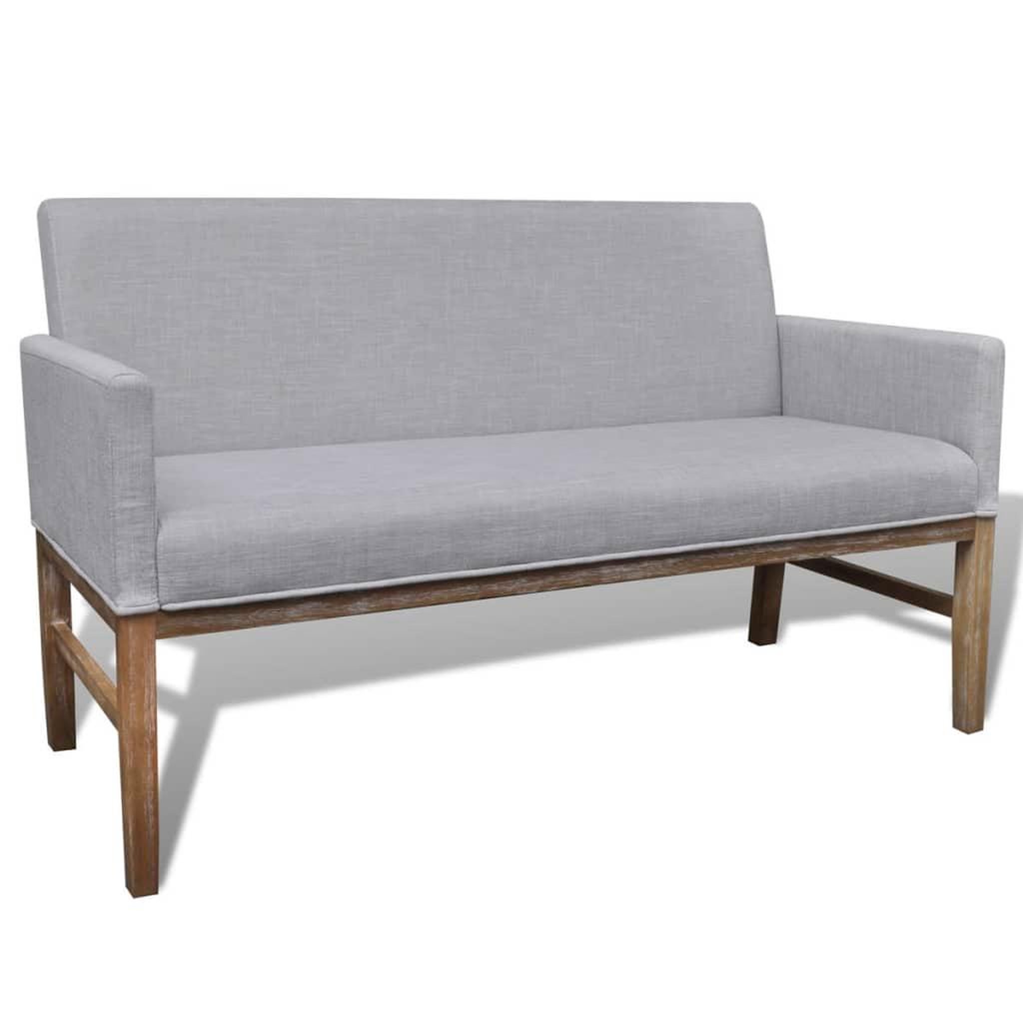 Voir la diapositive 1 : VIDAXL Banc avec coussin rembourre tissu hevea gris clair