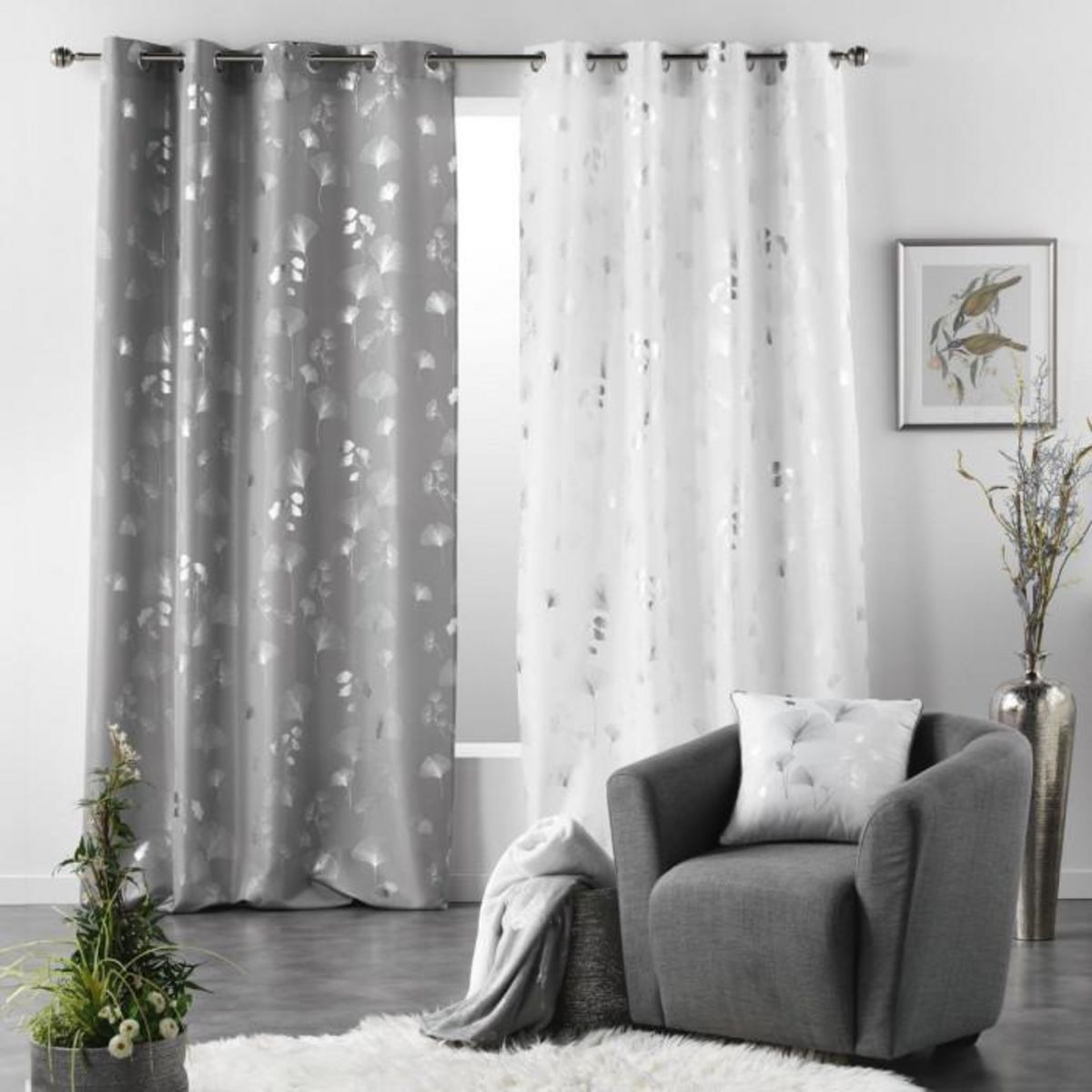 Paris Prix Rideau Déco à Œillets  Bloomy  140x280cm Gris