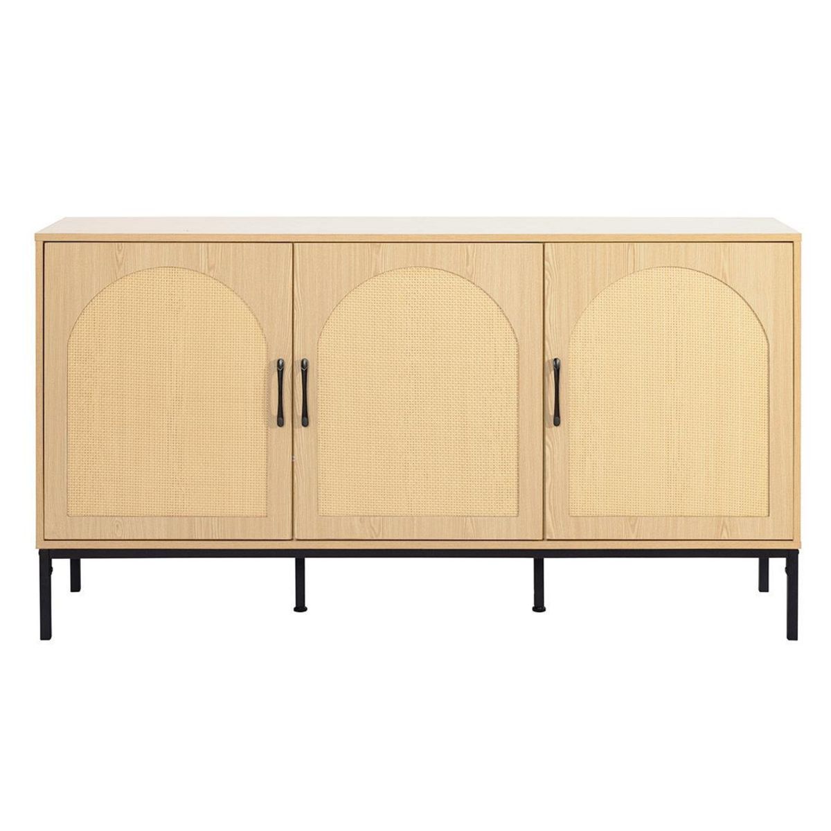 BEST MOBILIER Nagato - buffet bas - cannage et effet bois - 150 cm