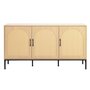 Voir la diapositive 3 : BEST MOBILIER Nagato - buffet bas - cannage et effet bois - 3 portes - 150 cm