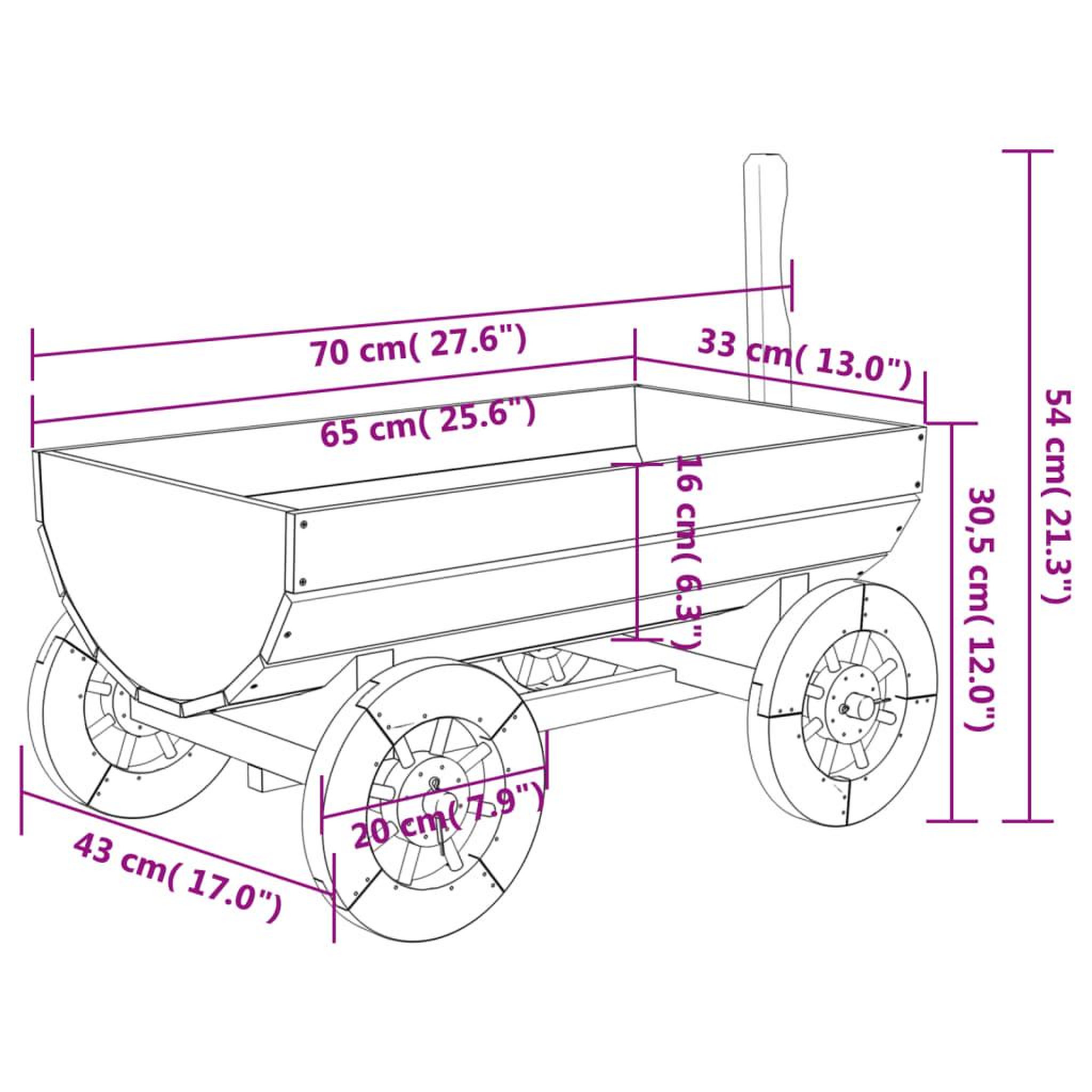 Voir la diapositive 6 : VIDAXL Chariot decoratif 70x43x54 cm bois massif de sapin