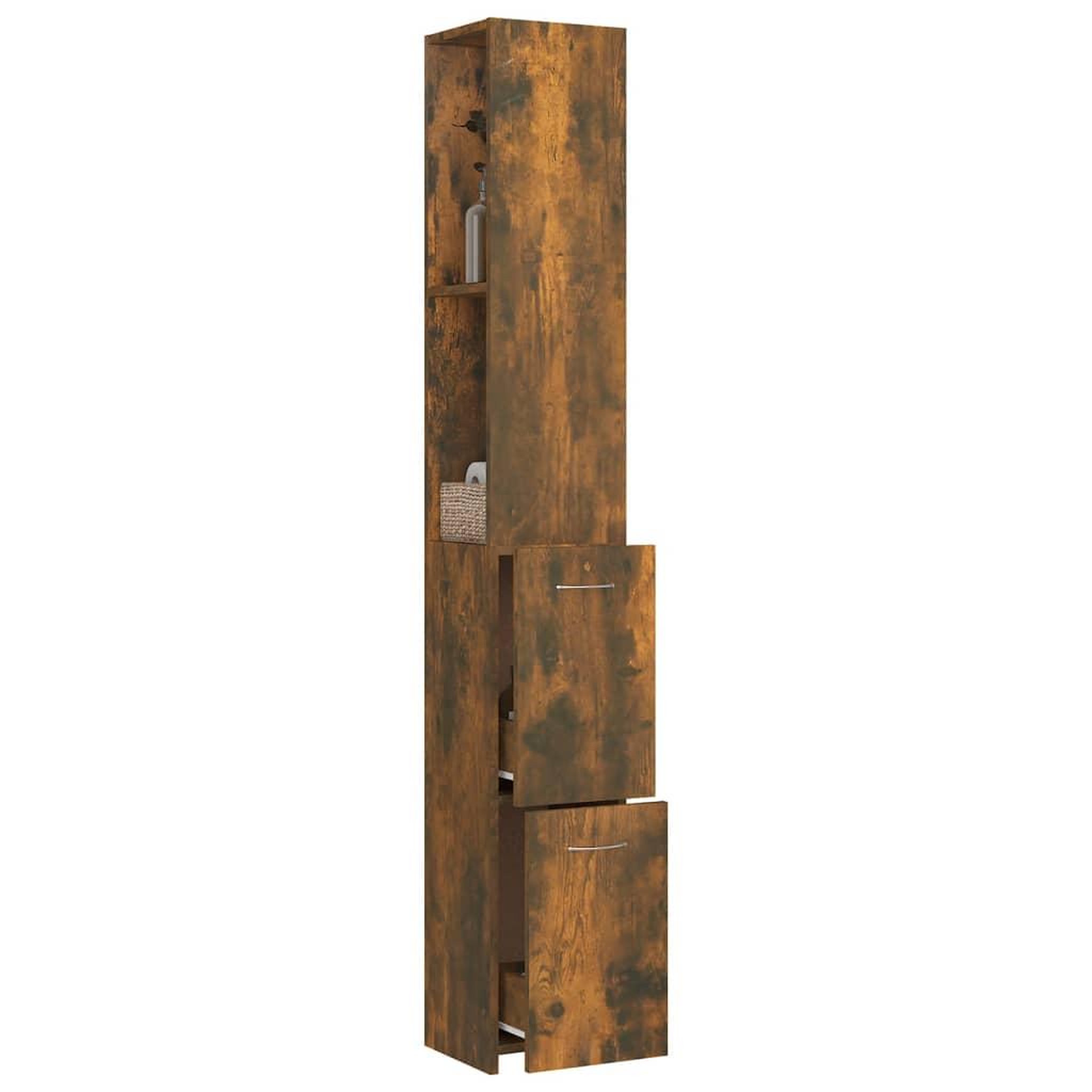 Voir la diapositive 4 : VIDAXL Armoire de bain chene fume 25x26,5x170 cm bois d'ingenierie