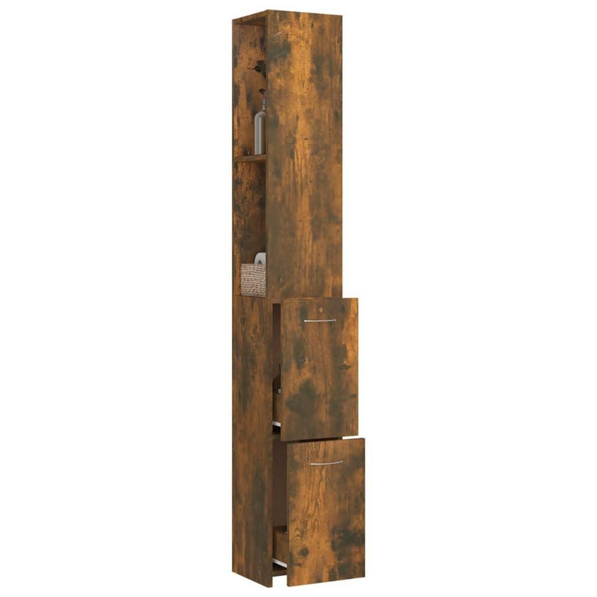 VIDAXL Armoire de bain chene fume 25x26,5x170 cm bois d'ingenierie