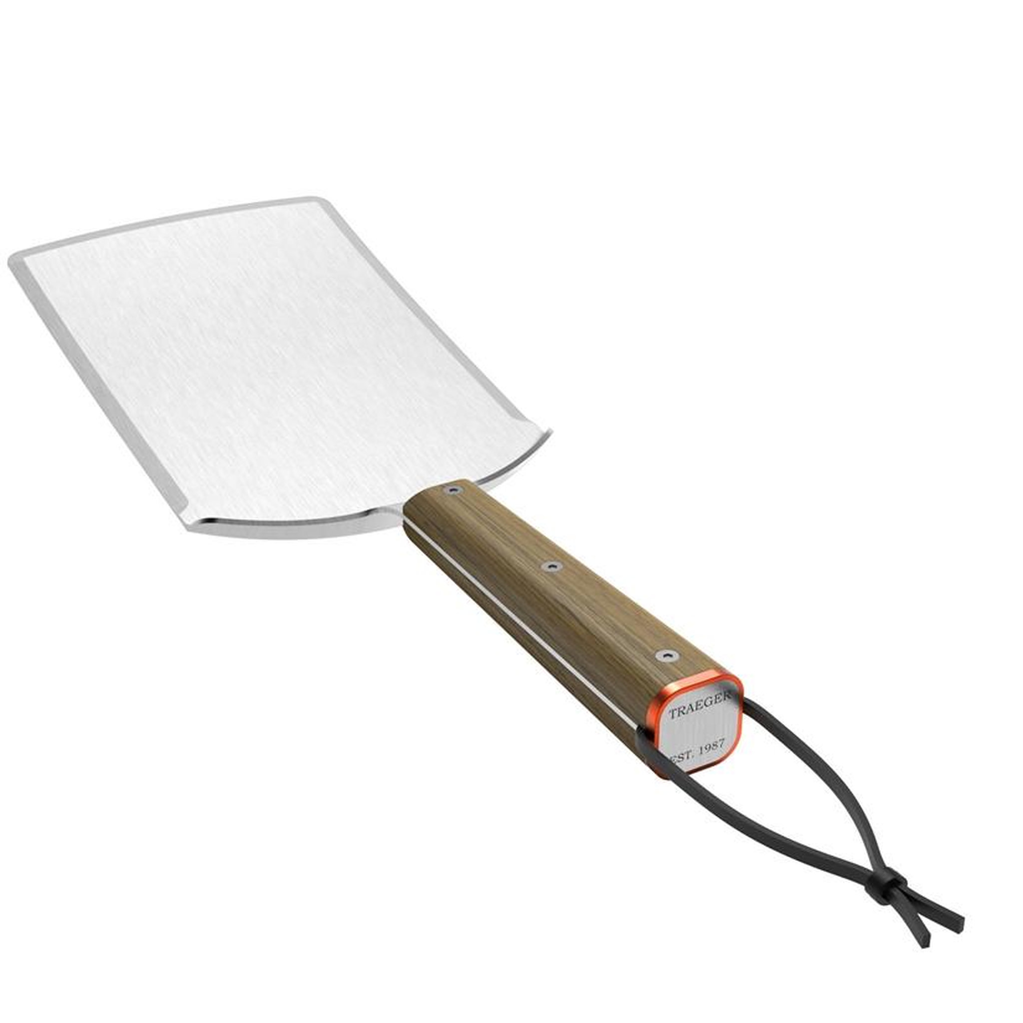 TRAEGER Grande spatule en inox pour barbecue - manche bois - 15 x 24 cm - 0,96 kg