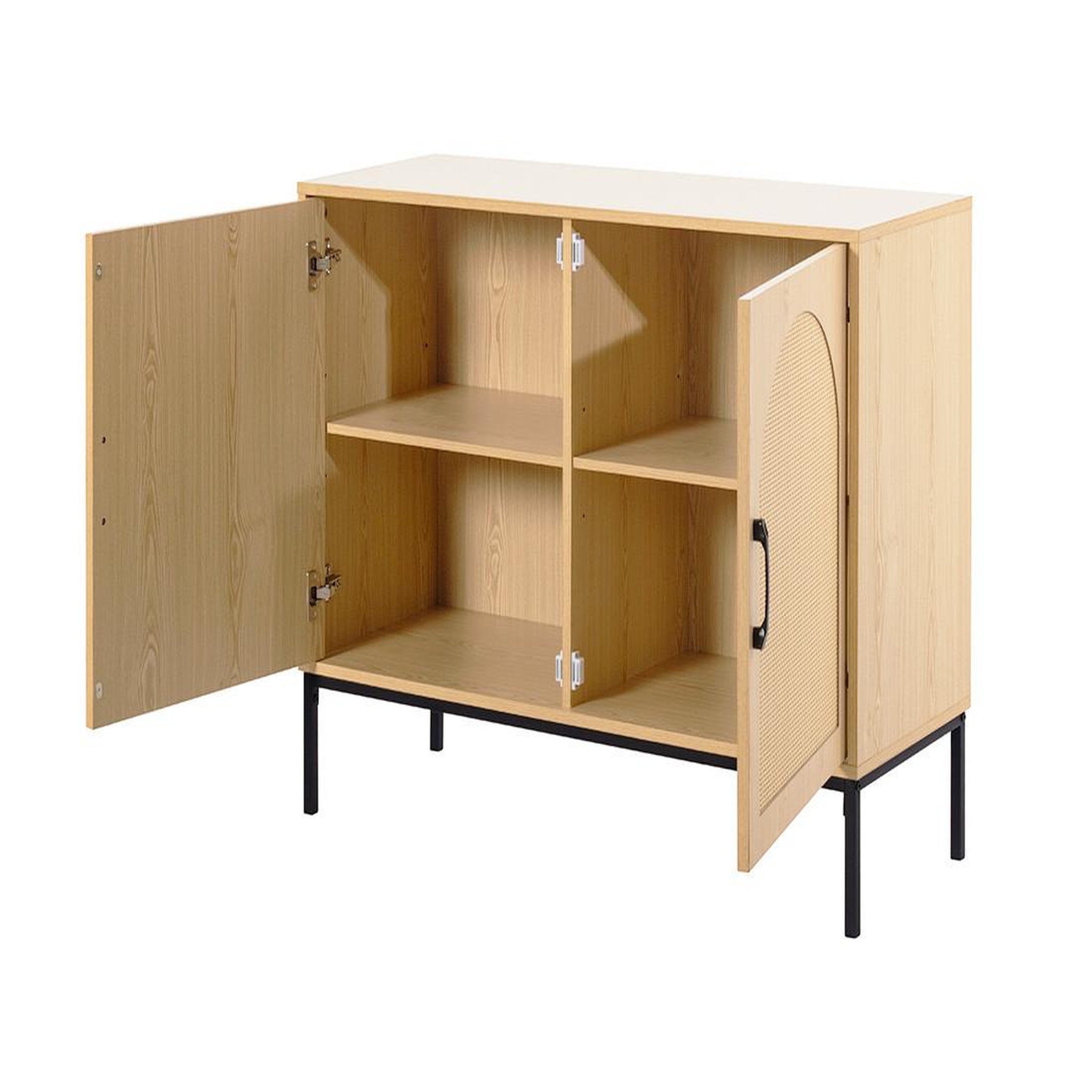Voir la diapositive 6 : BEST MOBILIER Nagato - buffet bas - cannage et effet bois - 2 portes - 100 cm